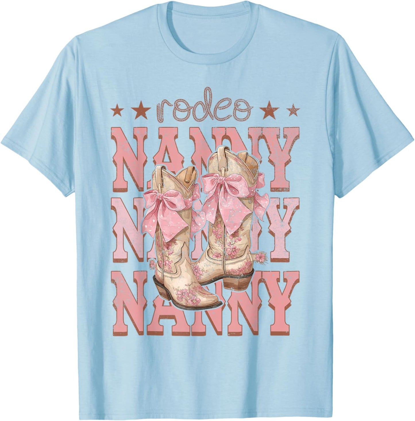 Rodeo Nanny Pink Boots Coquette Cow-Girl Birthday Party T-Shirt - T-Shirt | Light Blue