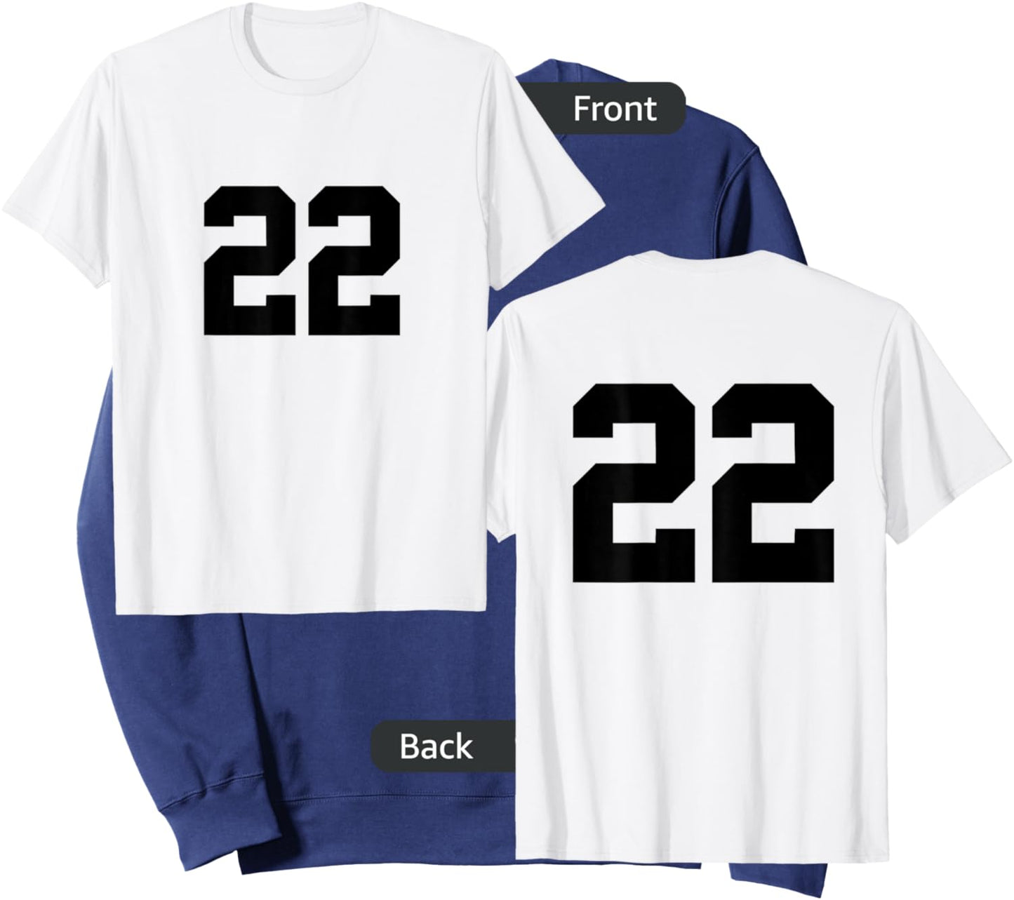 Number 22 (on Front / Back) Sports Team Jersey Number Sweatshirt - Sweatshirt | Navy