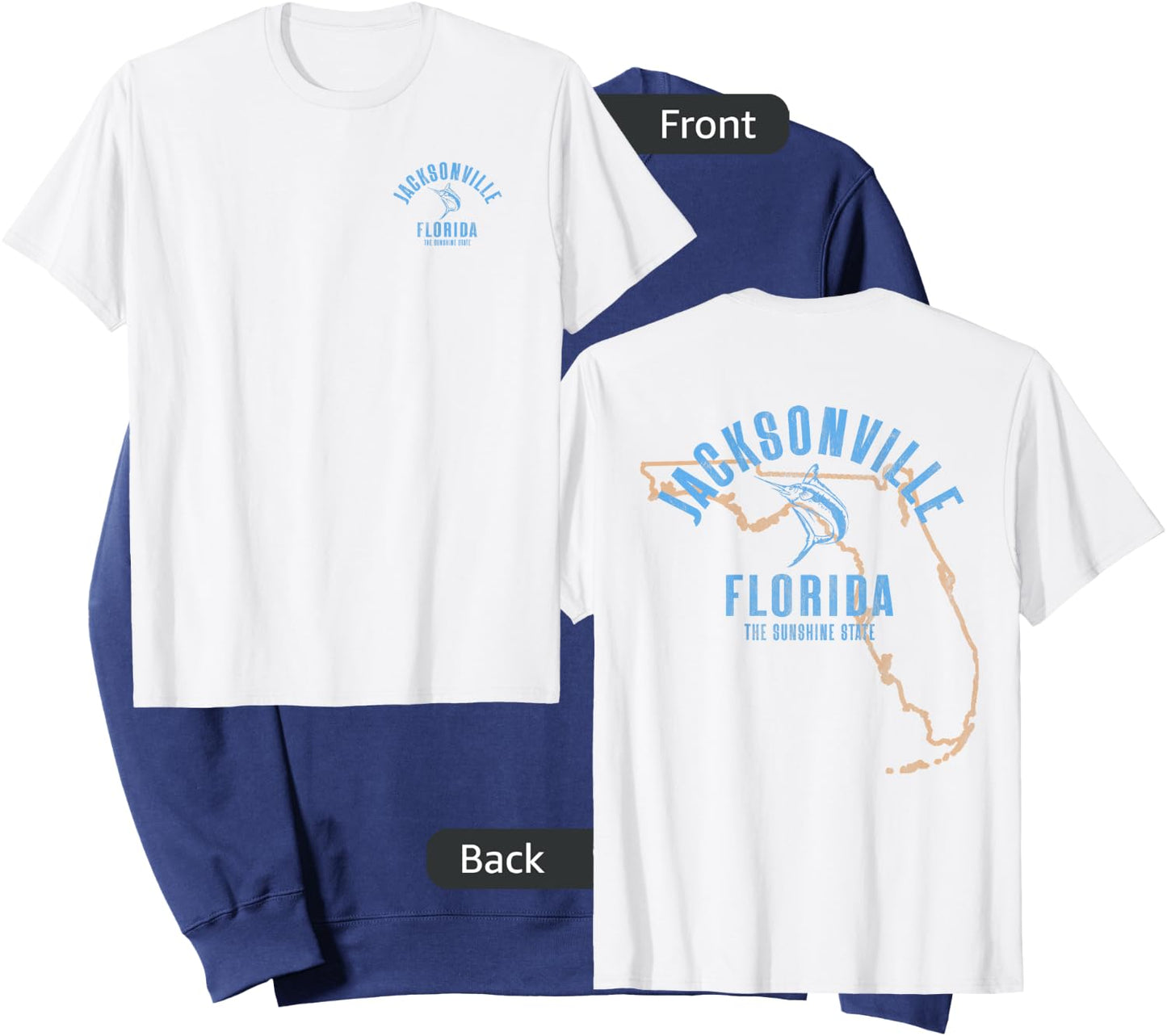 Jacksonville Florida FL Retro Vintage Beach Front & Back Women Sweatshirt - Sweatshirt | Navy