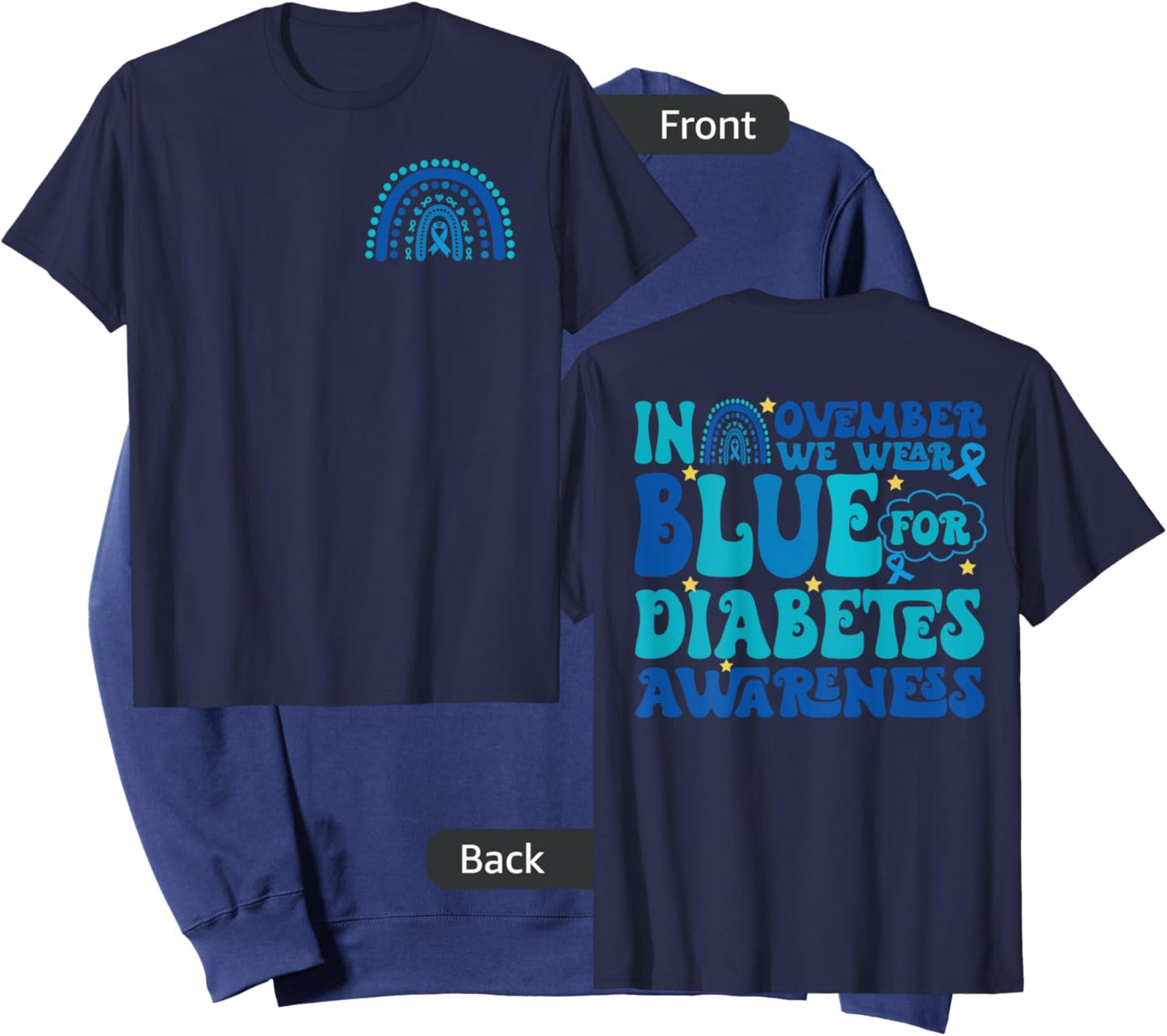 Groovy In November We Wear Blue Diabetes Awareness (2sided) Sweatshirt - Sweatshirt | Navy