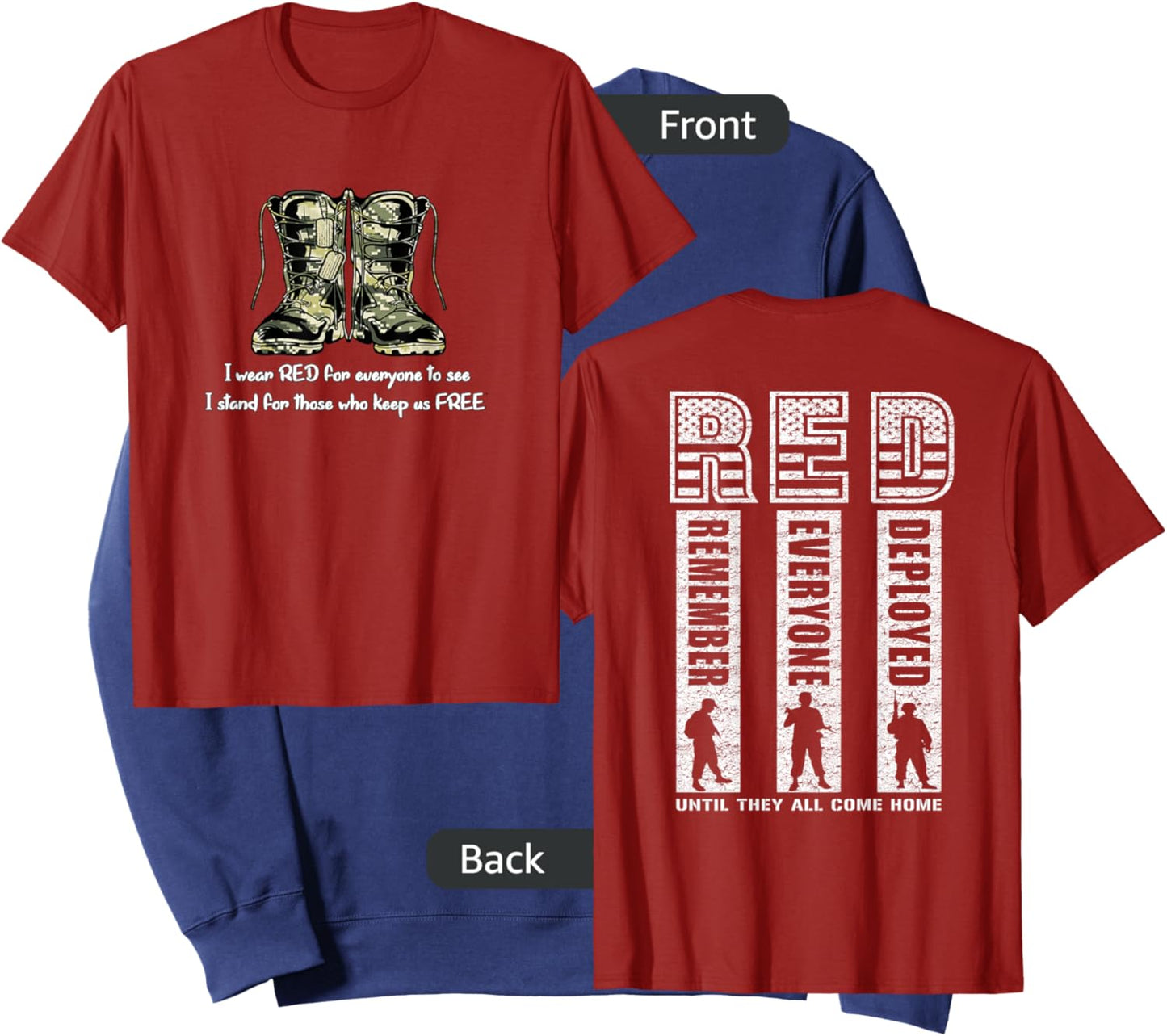 (2 Sided Print) Red Friday Military Veteran Sweatshirt - Sweatshirt | Navy