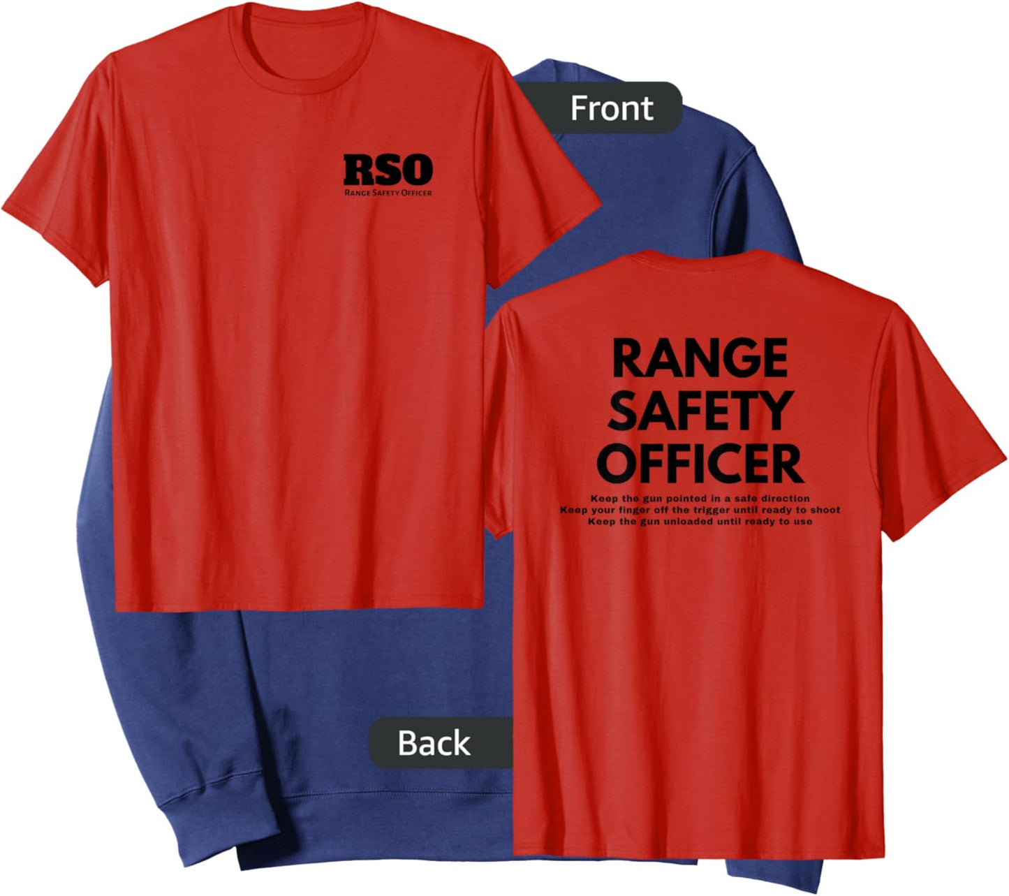 Camp Eagle Rock Range Safety Officer - Red, X-Small, Classic Fit, Double Sided Gun Safety Rules Sweatshirt - Sweatshirt | Navy