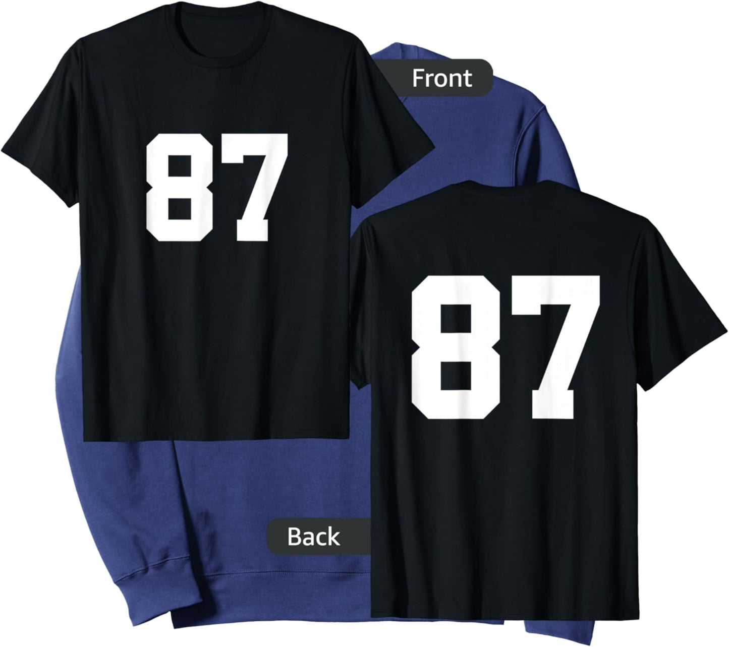 Number 87 Front & Back Numbers Sports Team Jersey Birthday Sweatshirt - Sweatshirt | Navy