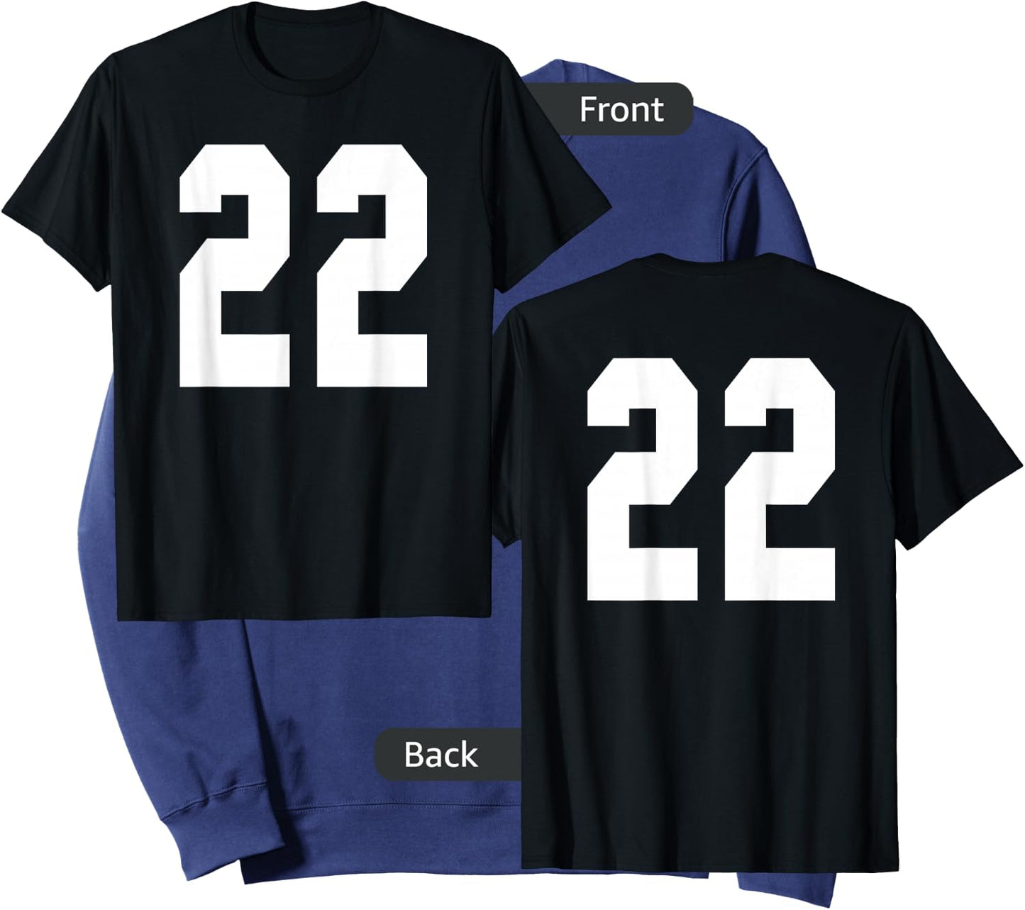 # 22 Team Sports Jersey Front & Back Number Player Fan Sweatshirt - Sweatshirt | Navy