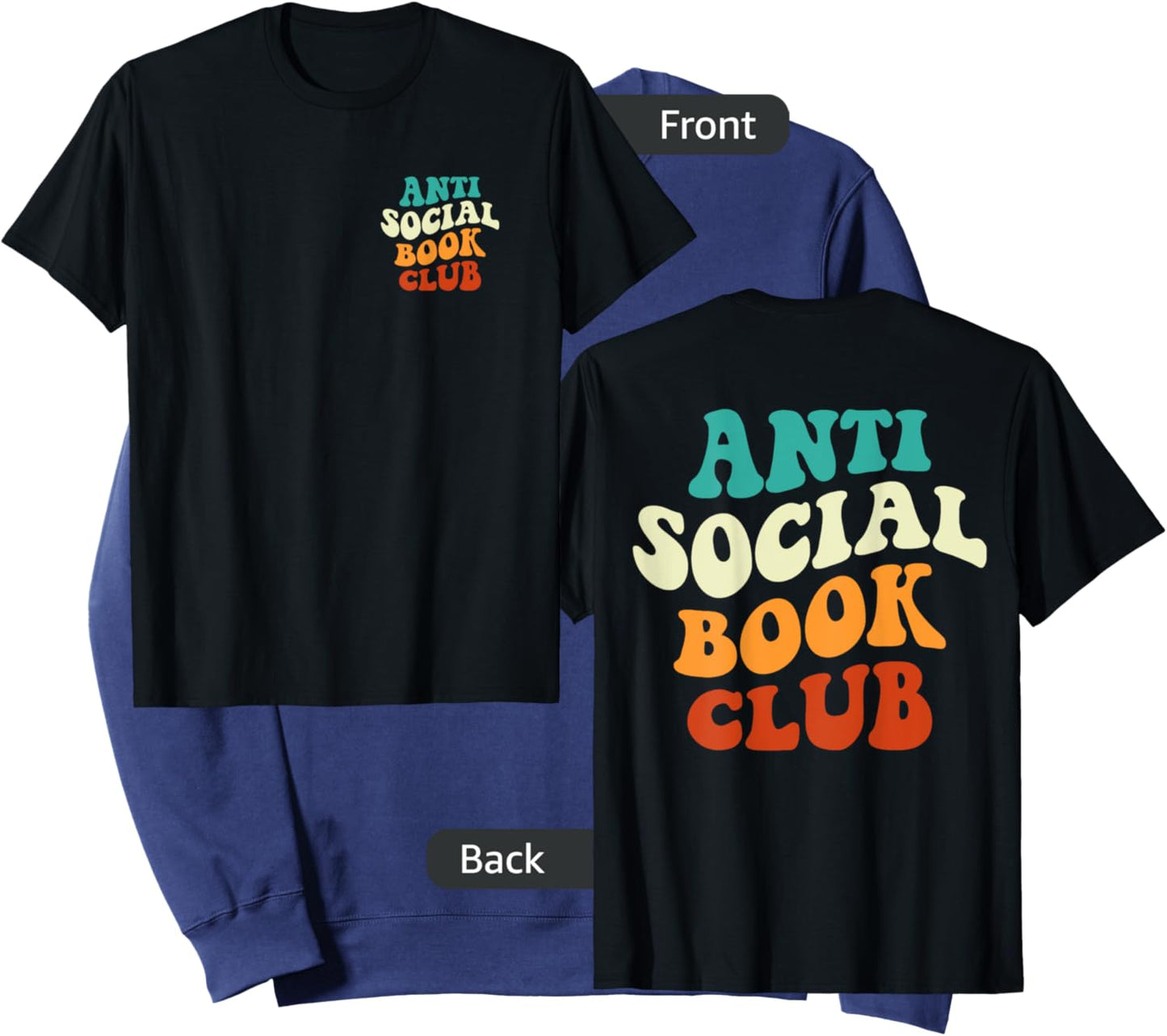 Anti Social Book Club Funny Apparel Retro Groovy Sweatshirt - Sweatshirt | Navy