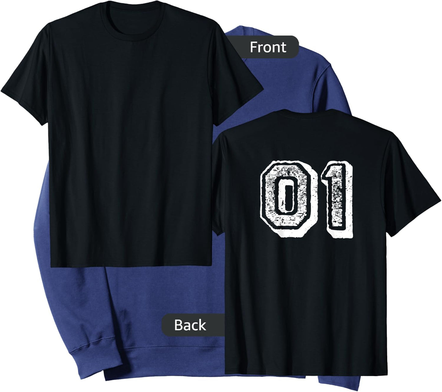 Number 01 Sports Jersey Player #01 1 Fan BACK PRINT Vintage Sweatshirt - Sweatshirt | Navy
