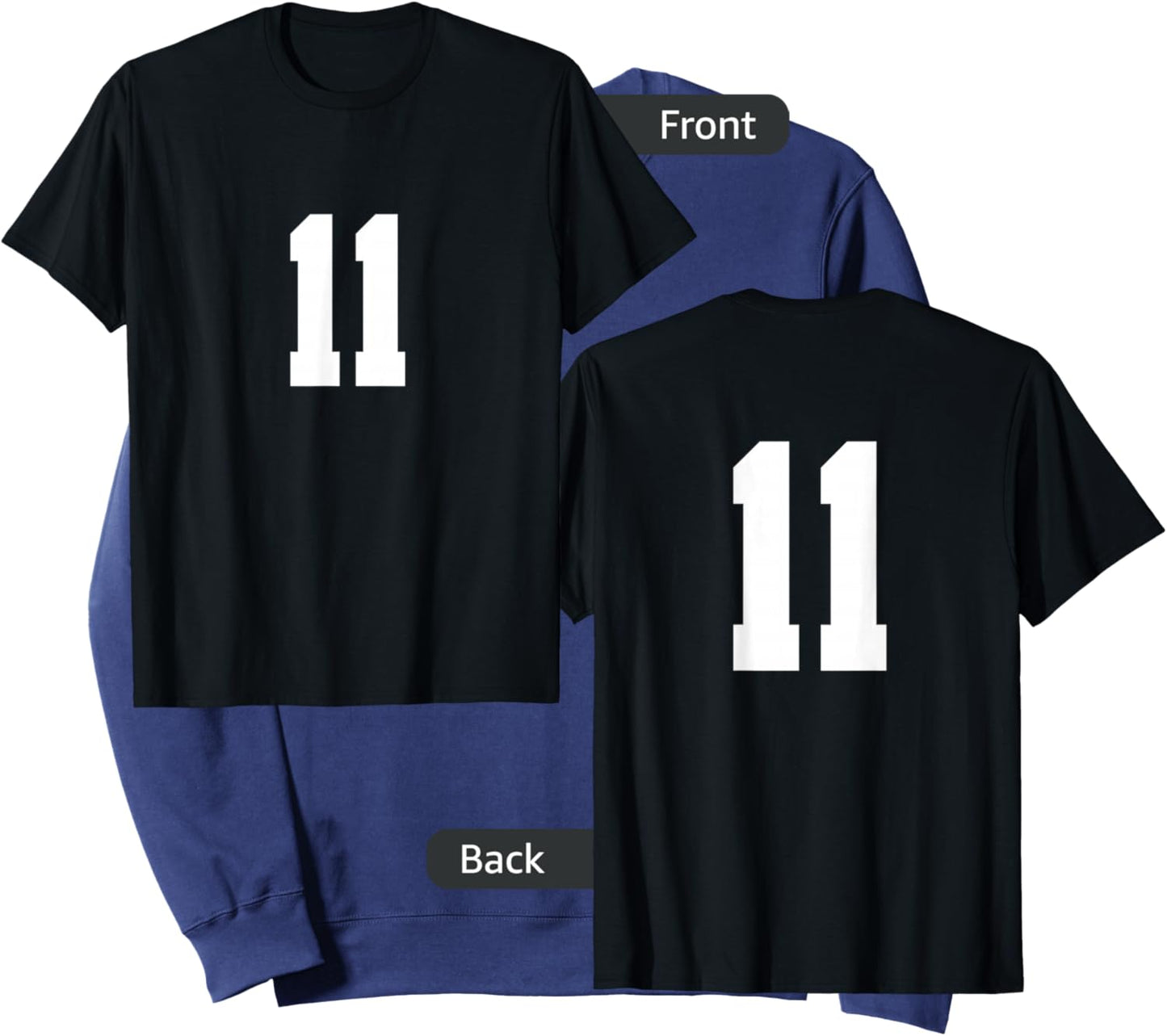 Number 11 (on Front/Back) Sports Team Jersey Number Sweatshirt - Sweatshirt | Navy