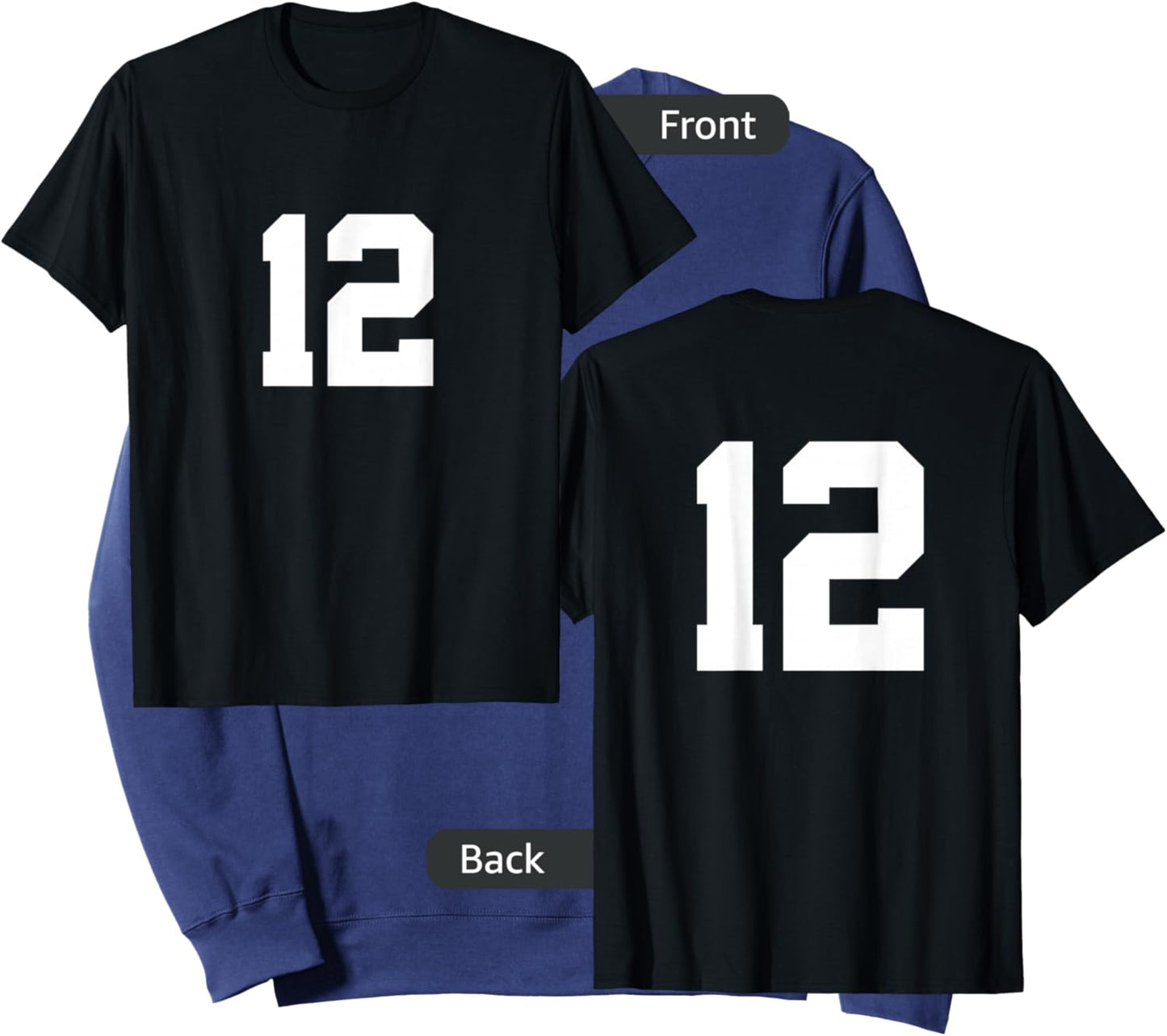 Number 12 (on Front / Back) Sports Team Jersey Number Sweatshirt - Sweatshirt | Navy