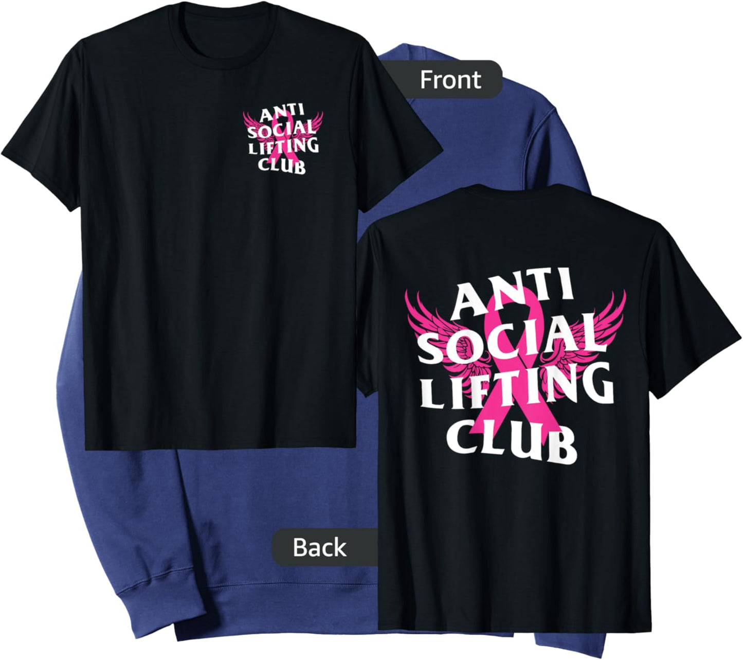 Anti Social Lifting Club: Breast Cancer Sweatshirt - Sweatshirt | Navy