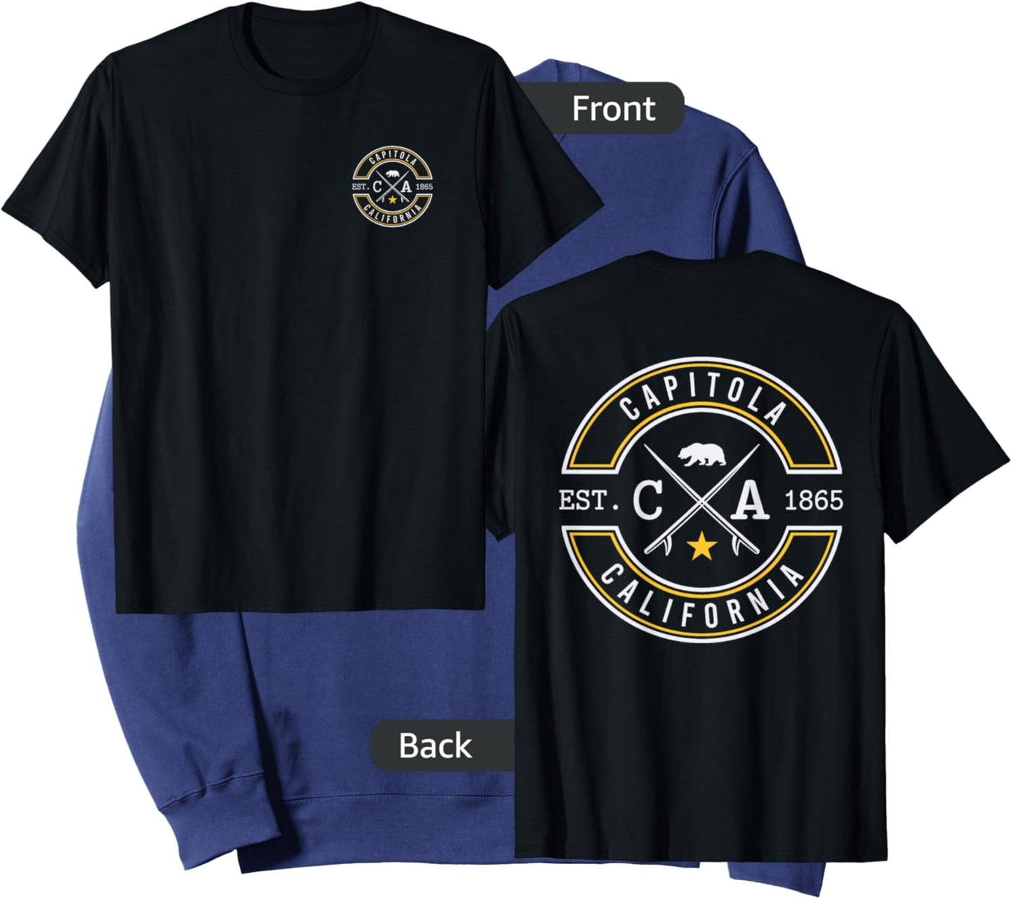 Capitola California CA Retro Surfer Beach Front & Back Women Sweatshirt - Sweatshirt | Navy