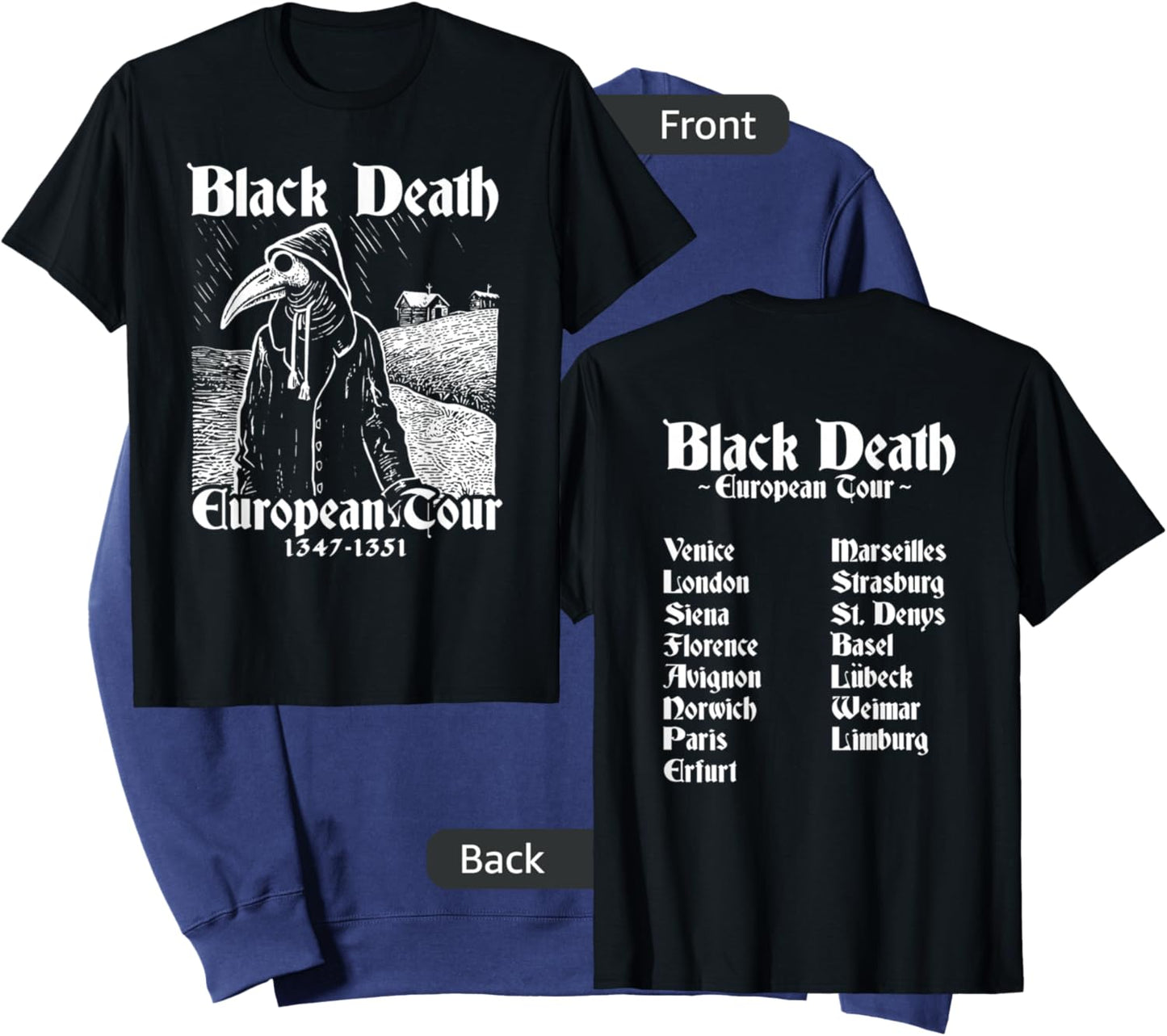 Black Death Bubonic Plague European Tour Goth Plague Doctor Sweatshirt - Sweatshirt | Navy