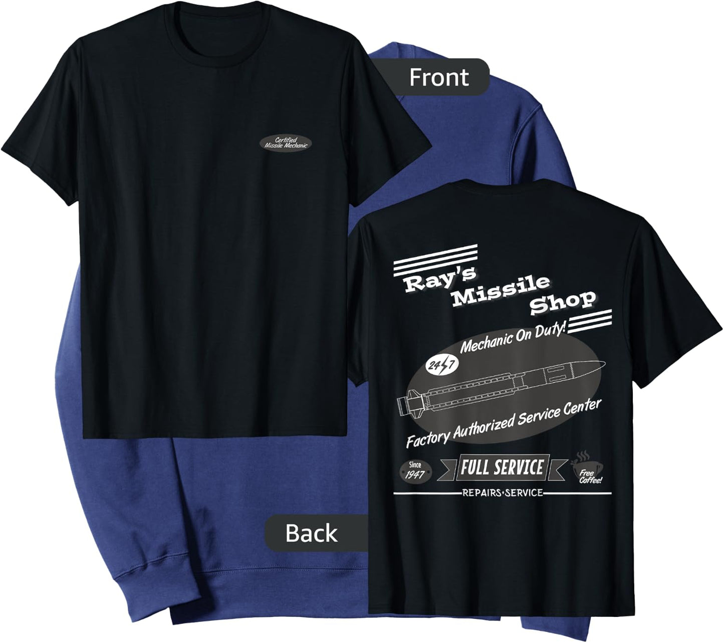 Ray's Missile Shop Certified Missile Mechanic Black, White Sweatshirt - Sweatshirt | Navy