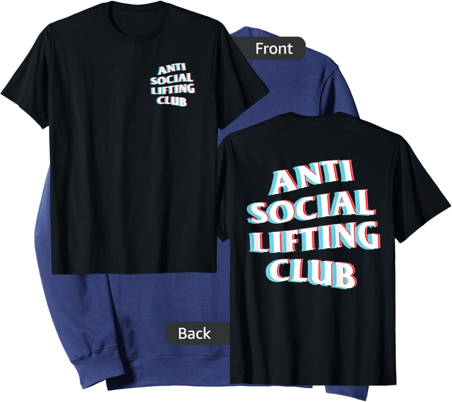 Anti Social Lifting Club: Focus Trippy Blurry (Front + Back) Sweatshirt - Sweatshirt | Navy