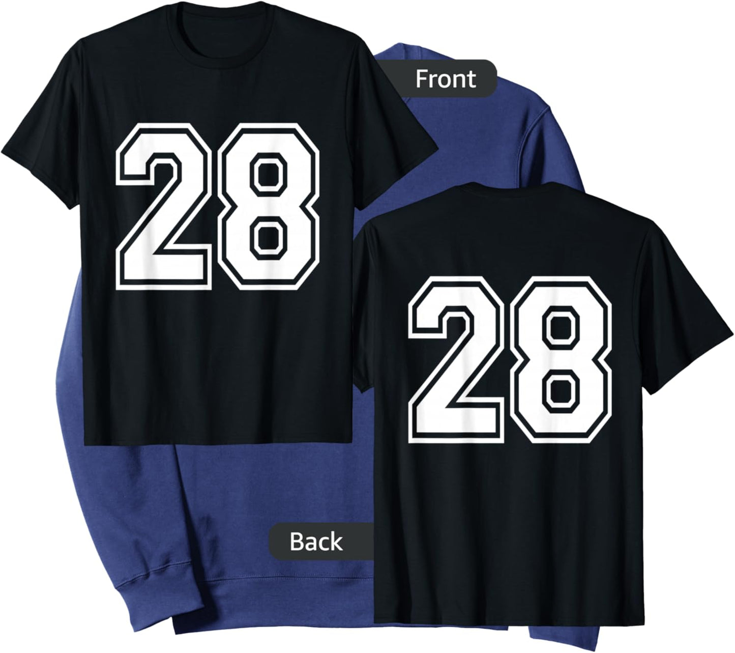 Number 28 Front + Back Varsity Sports Team 28th Birthday Sweatshirt - Sweatshirt | Navy