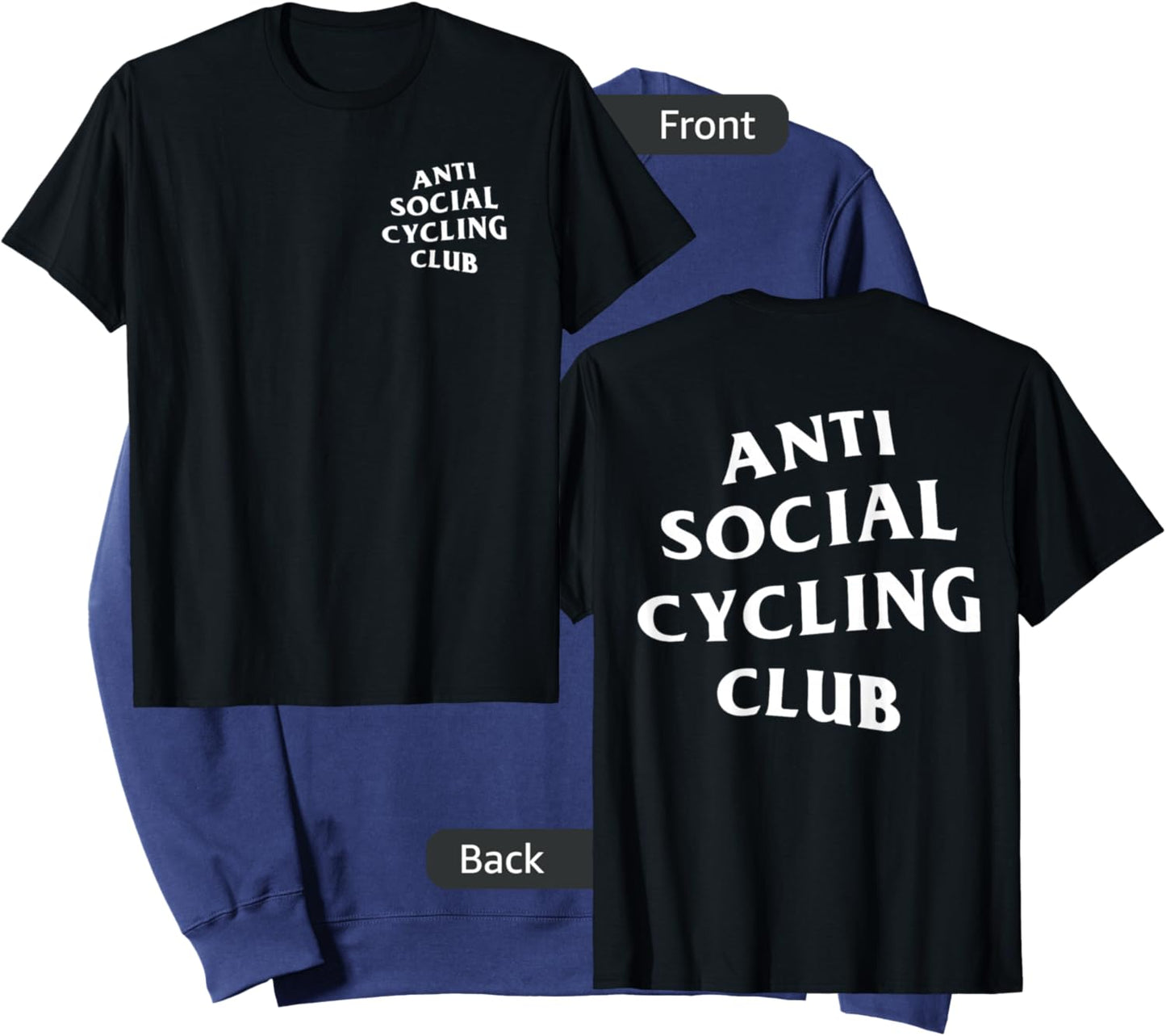 Anti Social Cycling Club: White Logo (Front + Back) Sweatshirt - Sweatshirt | Navy