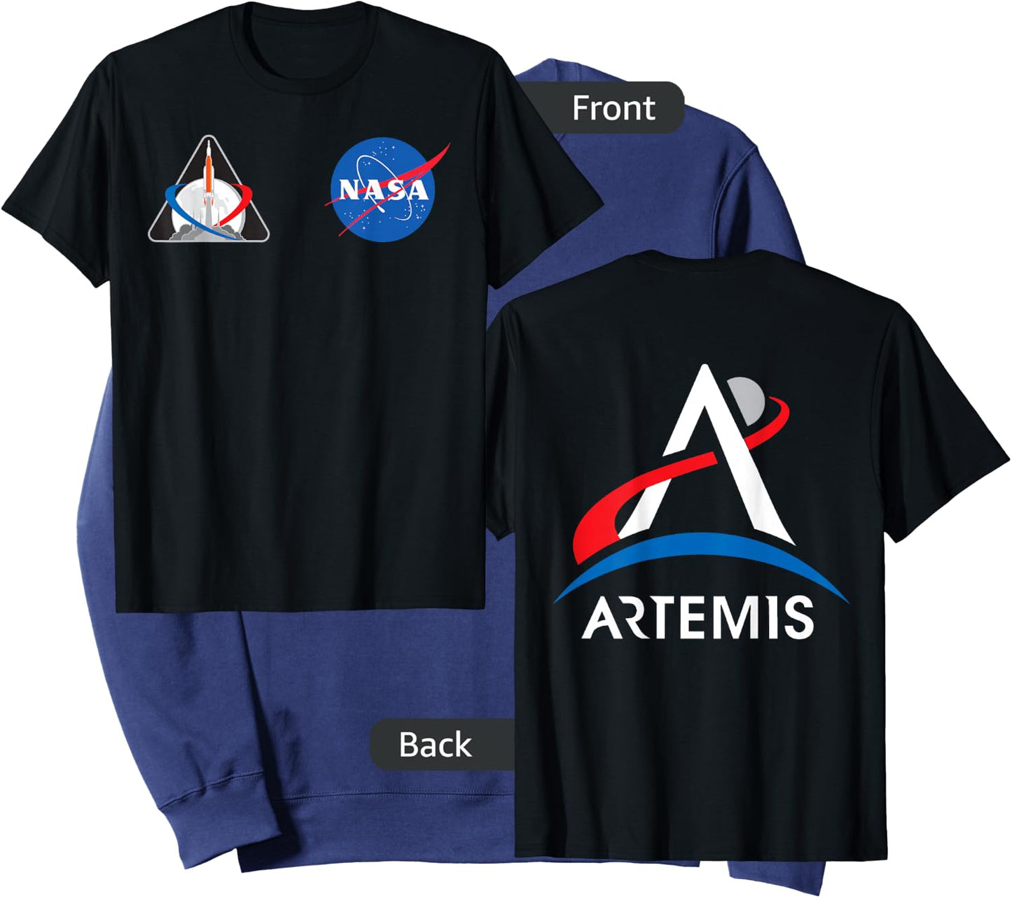 Artemis Mission 1 One Badge NASA Logo Front and Back Design Sweatshirt - Sweatshirt | Navy