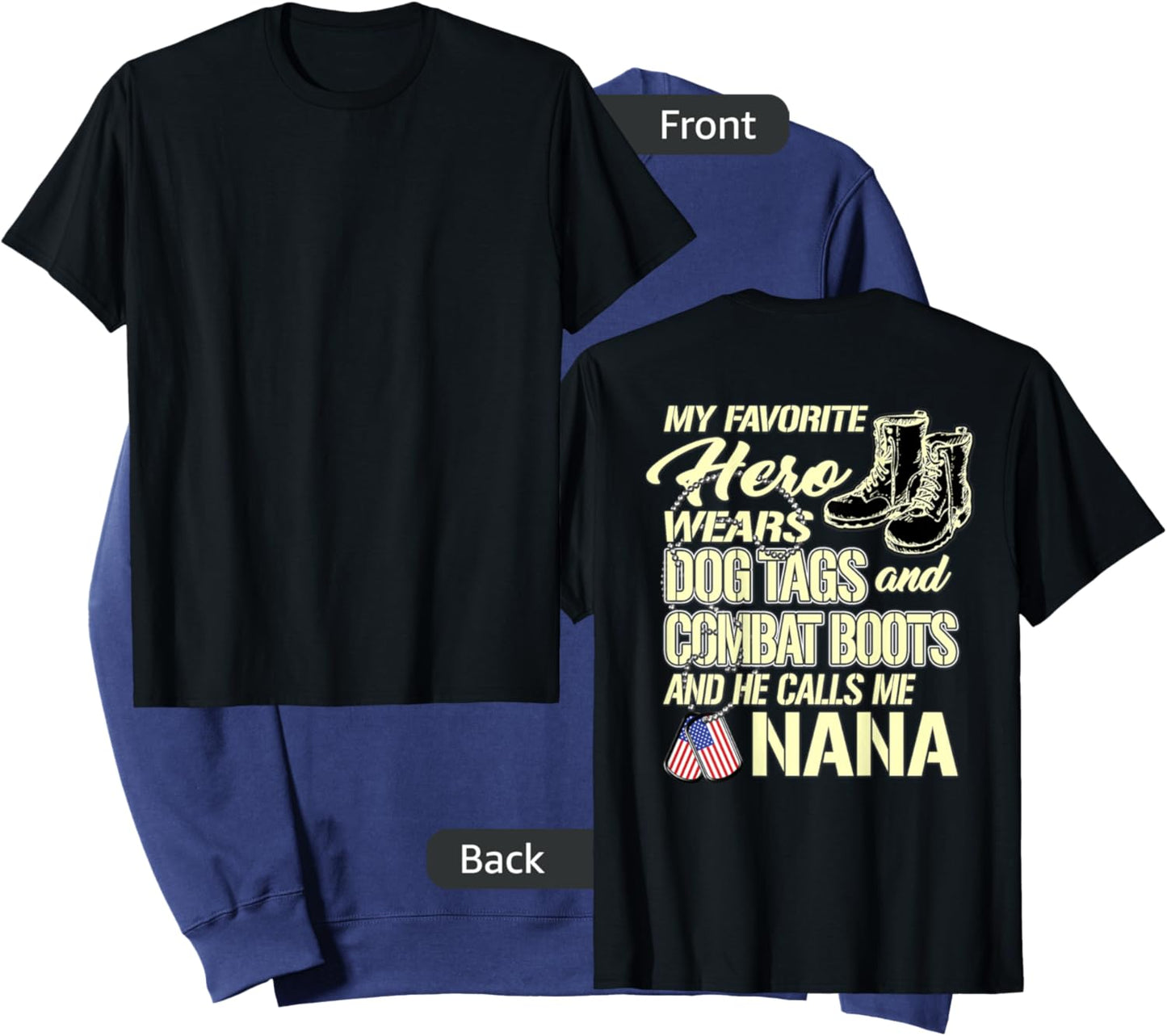 Hero Wears Dog Tags Combat Boots Proud Army Nana Grandmother Sweatshirt - Sweatshirt | Navy