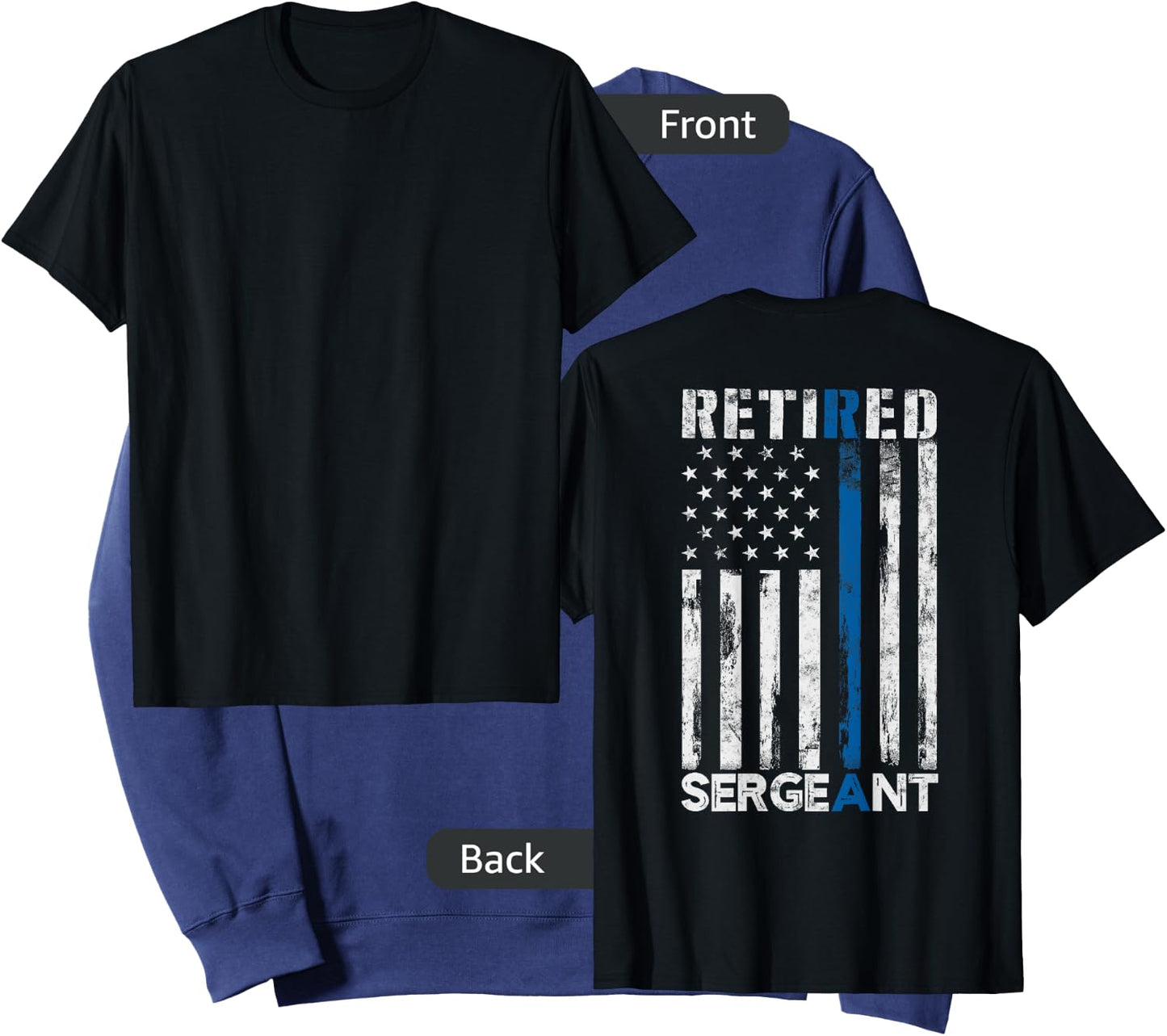 Retired Sergeant Police gift Thin Blue Line American Flag Sweatshirt - Sweatshirt | Navy