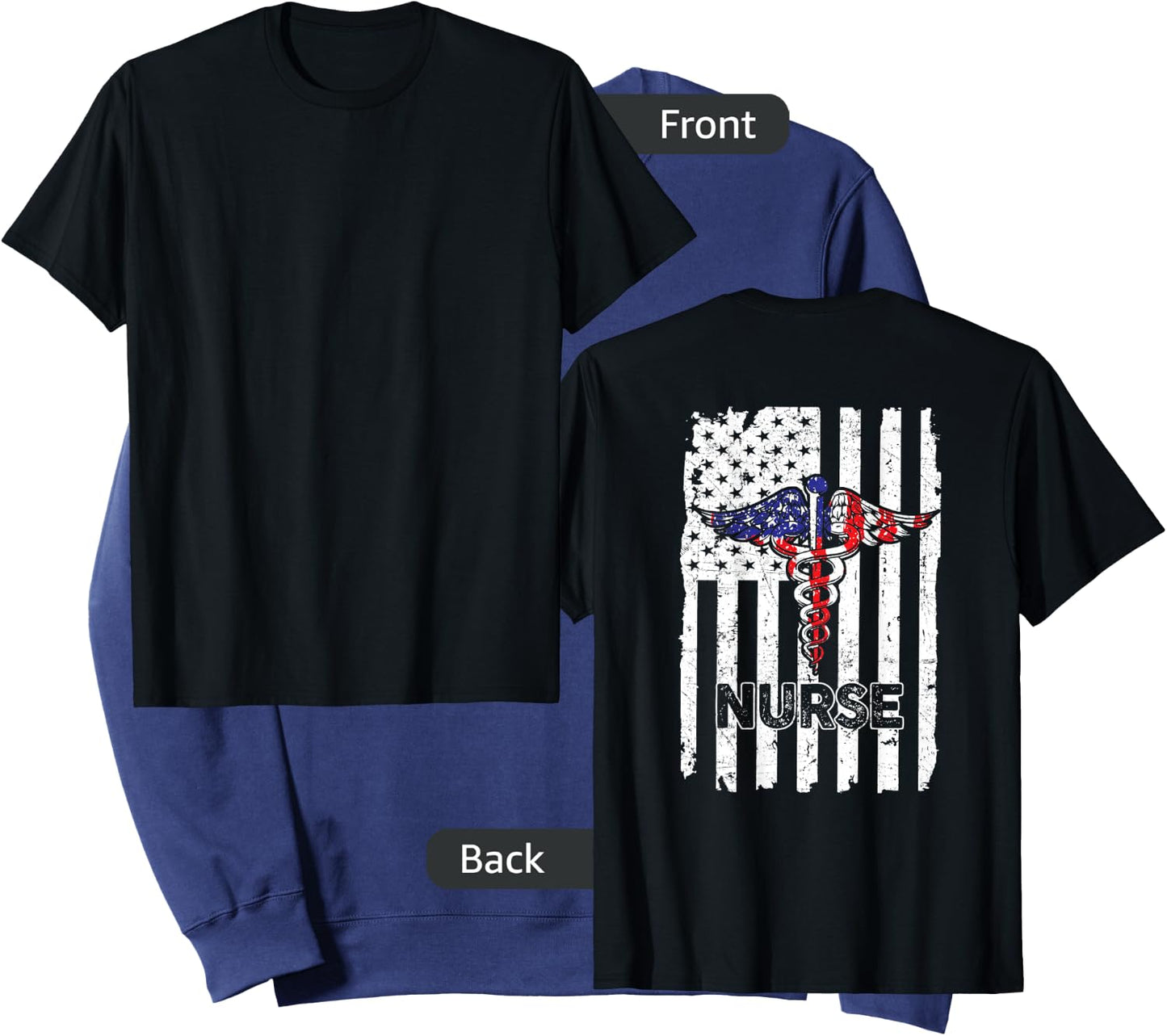 Vintage Nurse Nursing American Flag Patriotic 4th of July Sweatshirt - Sweatshirt | Navy