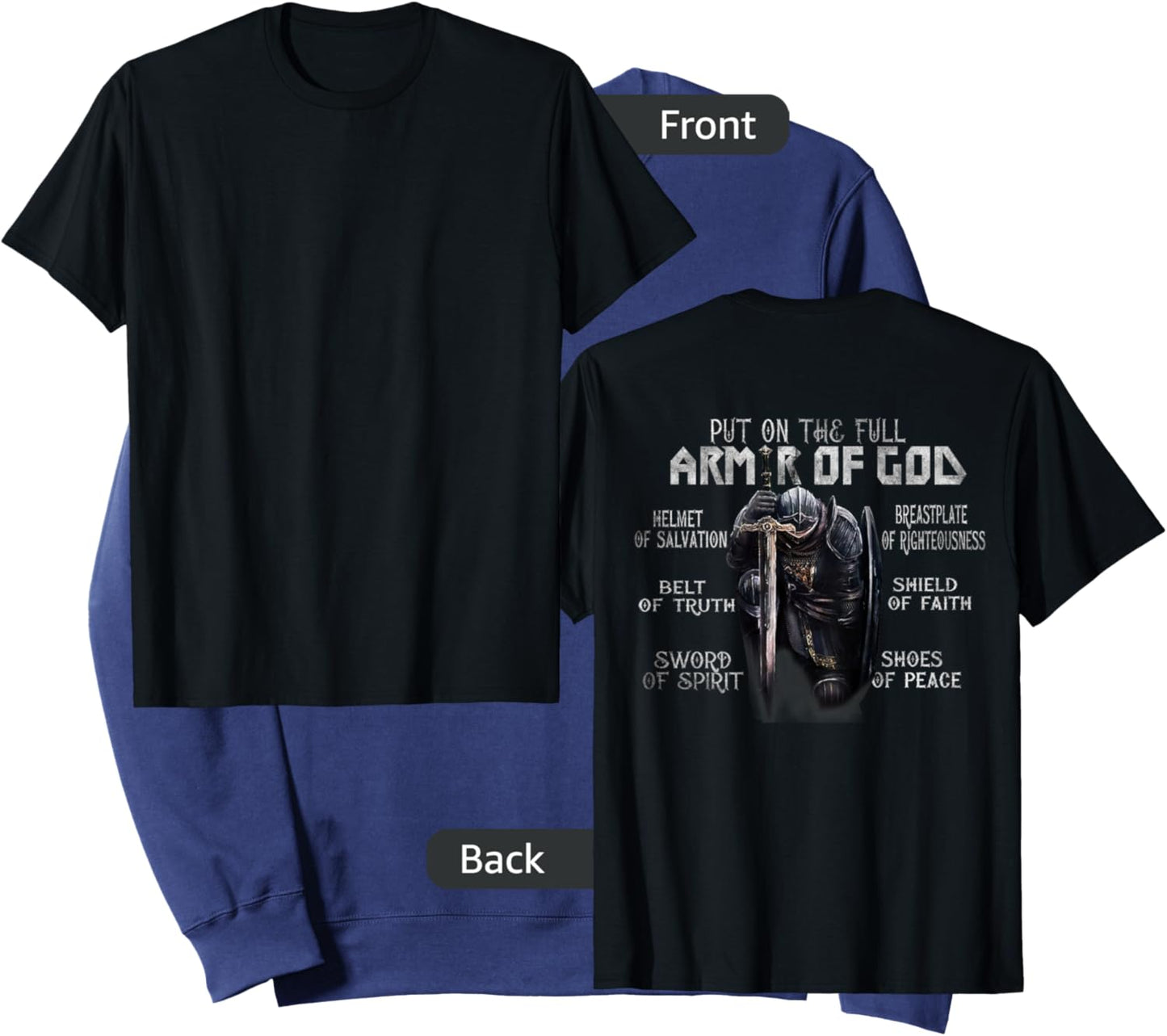Put On The Full Armor Of God, Bible Verse Religious (Back) Sweatshirt - Sweatshirt | Navy