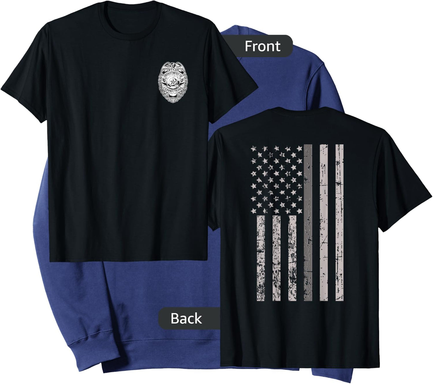 Corrections Officer Gifts Flag Thin Gray Silver Line 2-Sided Sweatshirt - Sweatshirt | Navy