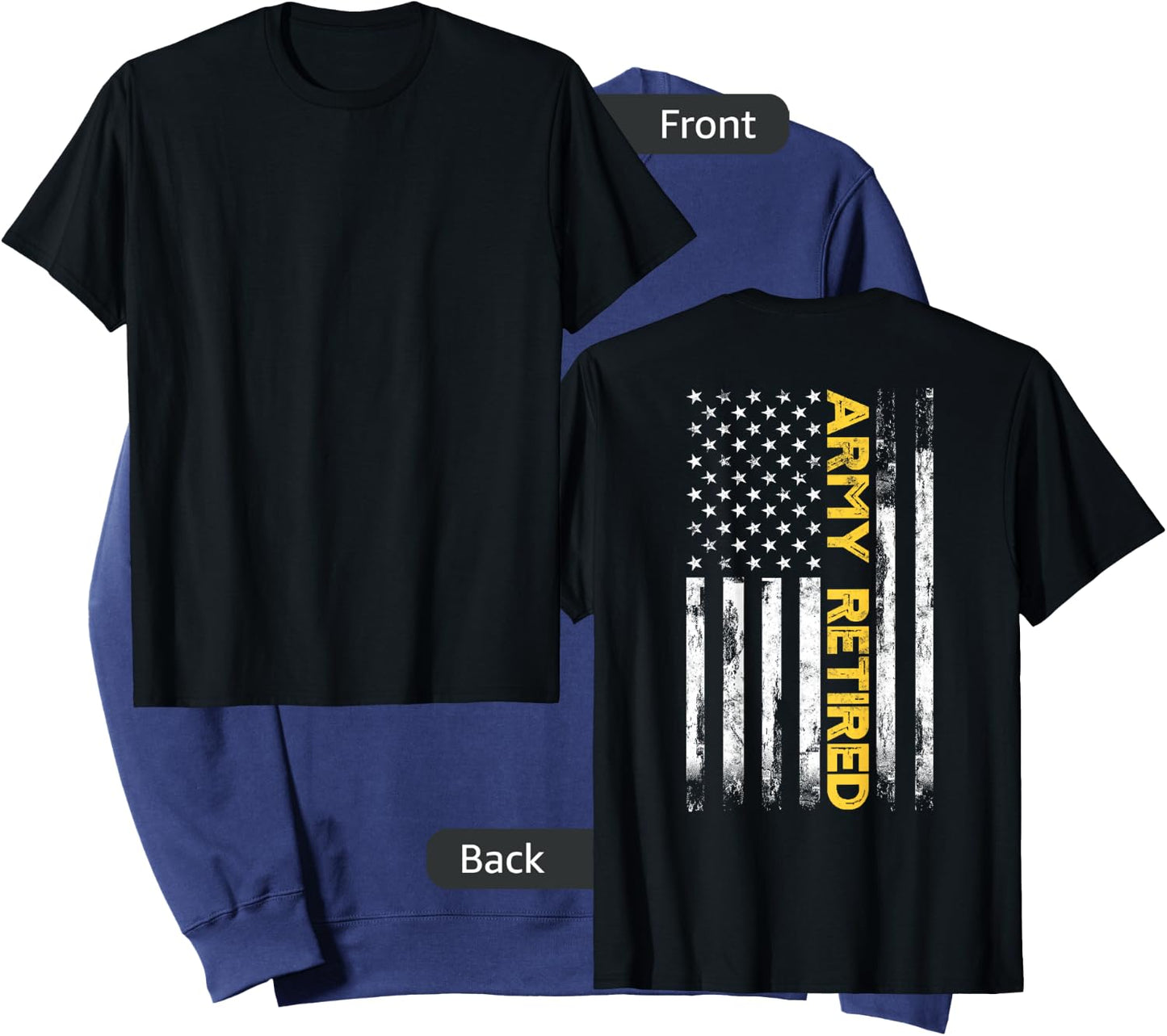 Army Retired Military Army Thin Goldline American Flag Sweatshirt - Sweatshirt | Navy