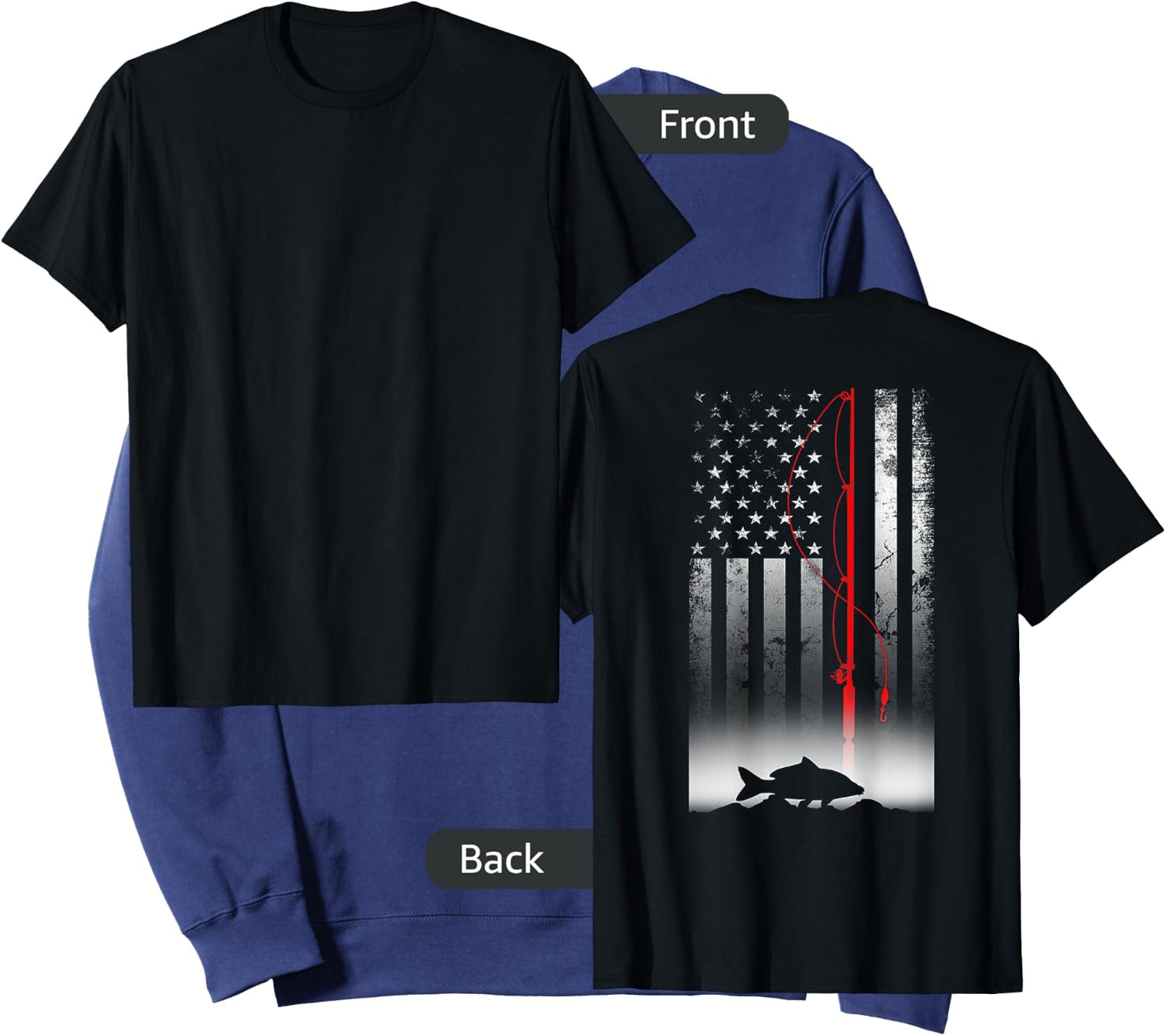 Fishing Pole American Flag Gift Patriotic Fisherman Small Sweatshirt - Sweatshirt | Navy