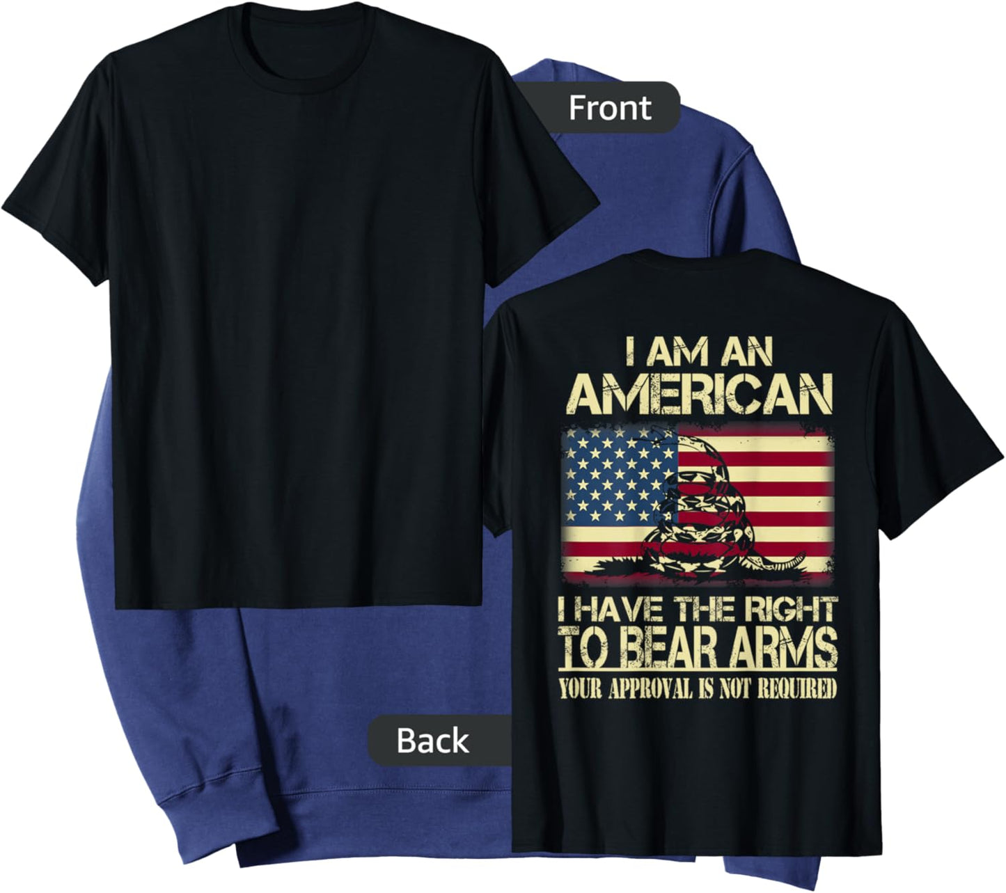 I Am An American I Have The Right To Bear Arms (on back) Sweatshirt - Sweatshirt | Navy