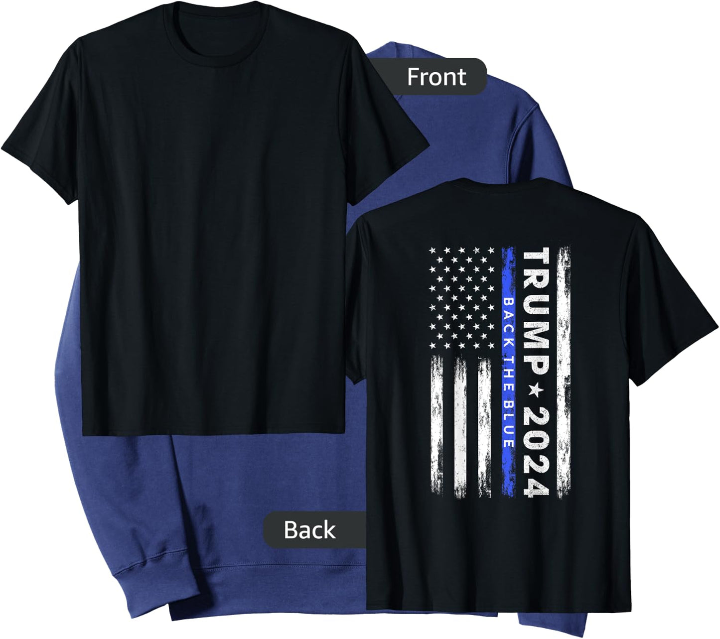 Pro Trump 2024 Back The Blue Thin Blue Line American Flag Sweatshirt - Sweatshirt | Navy