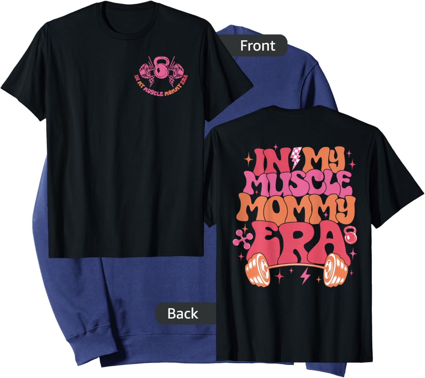 in My Muscle Mommy Era Groovy 2 Sided Sweatshirt - Sweatshirt | Navy