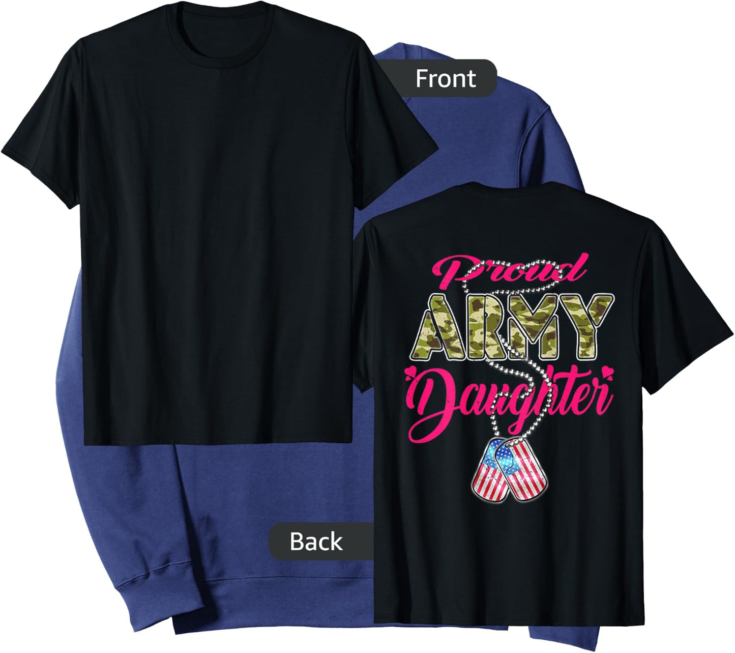 Proud Army Daughter US Flag Camo Dog Tags Military Child Men Women Kids Sweatshirt - Sweatshirt | Navy