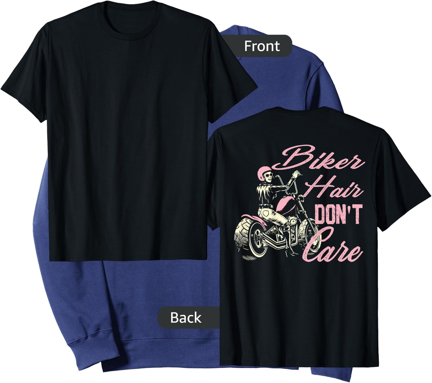 Bike Hair Don't Care Bike Lovers Women Motorcycle On Back Sweatshirt - Sweatshirt | Navy