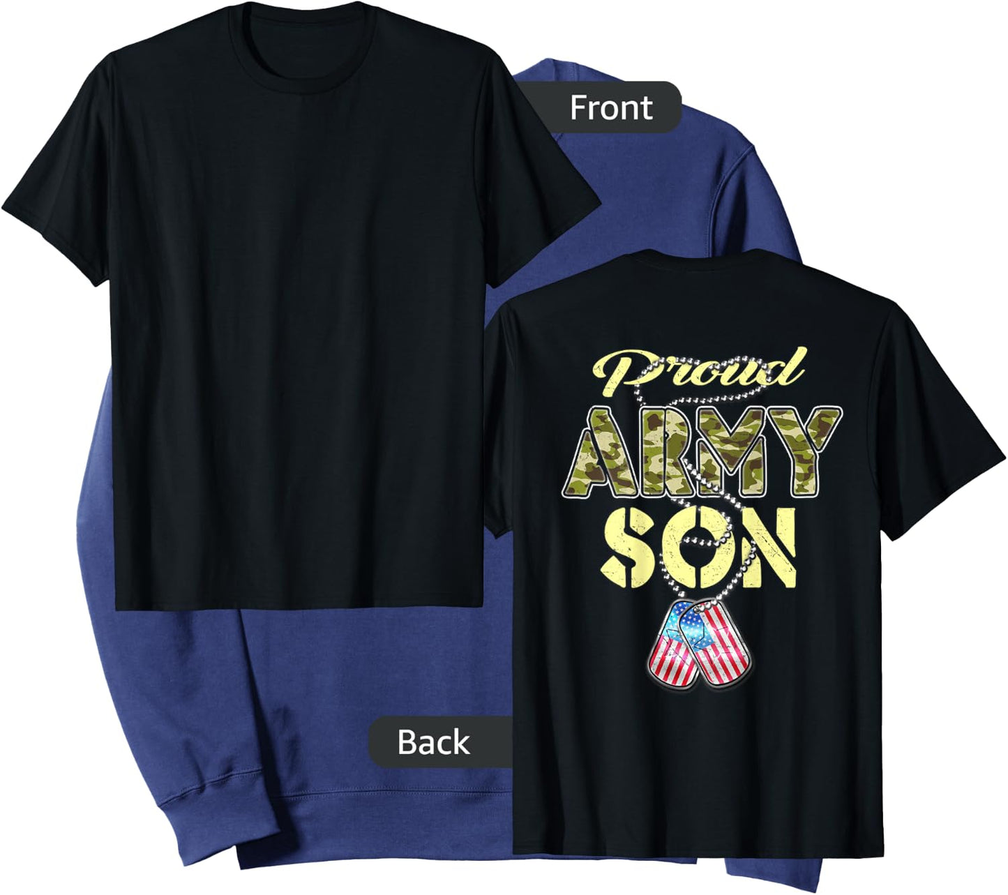 Proud Army Son US Flag Camo Dog Tags Pride Military Child Sweatshirt - Sweatshirt | Navy