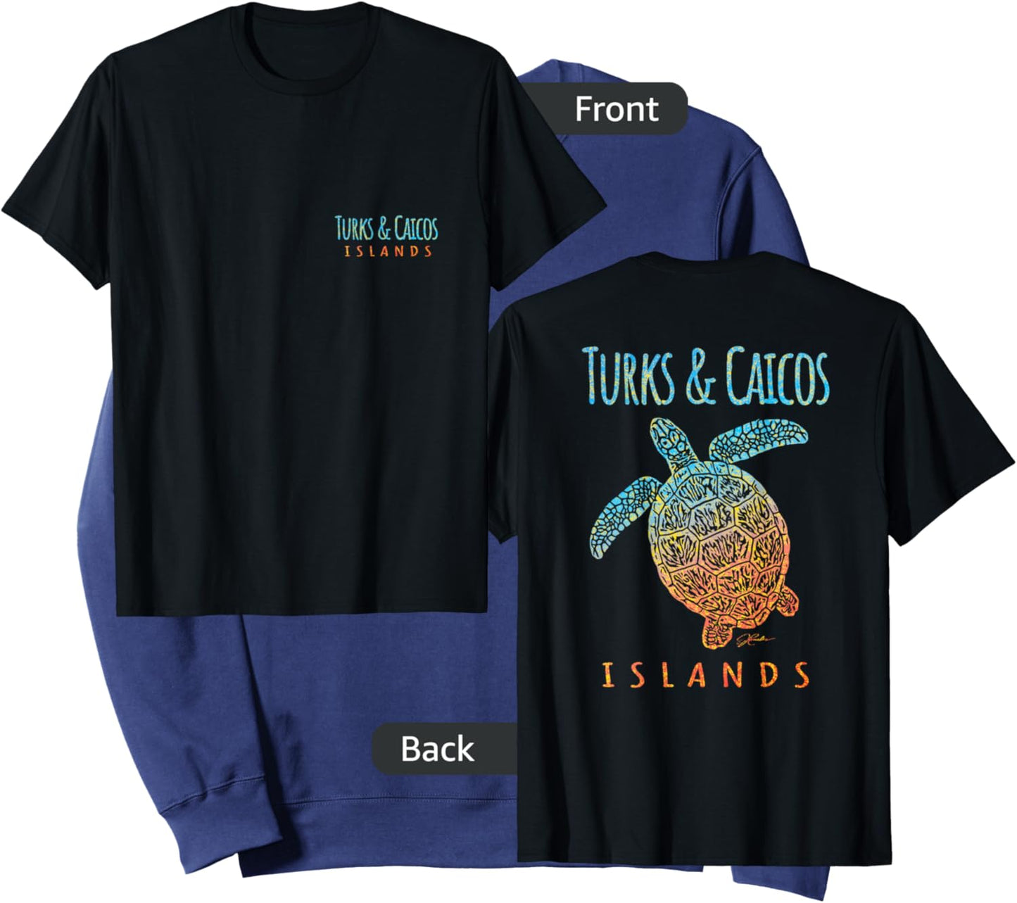 JCombs: Turks & Caicos Islands Sea Turtle (Two-Sided) Sweatshirt - Sweatshirt | Navy