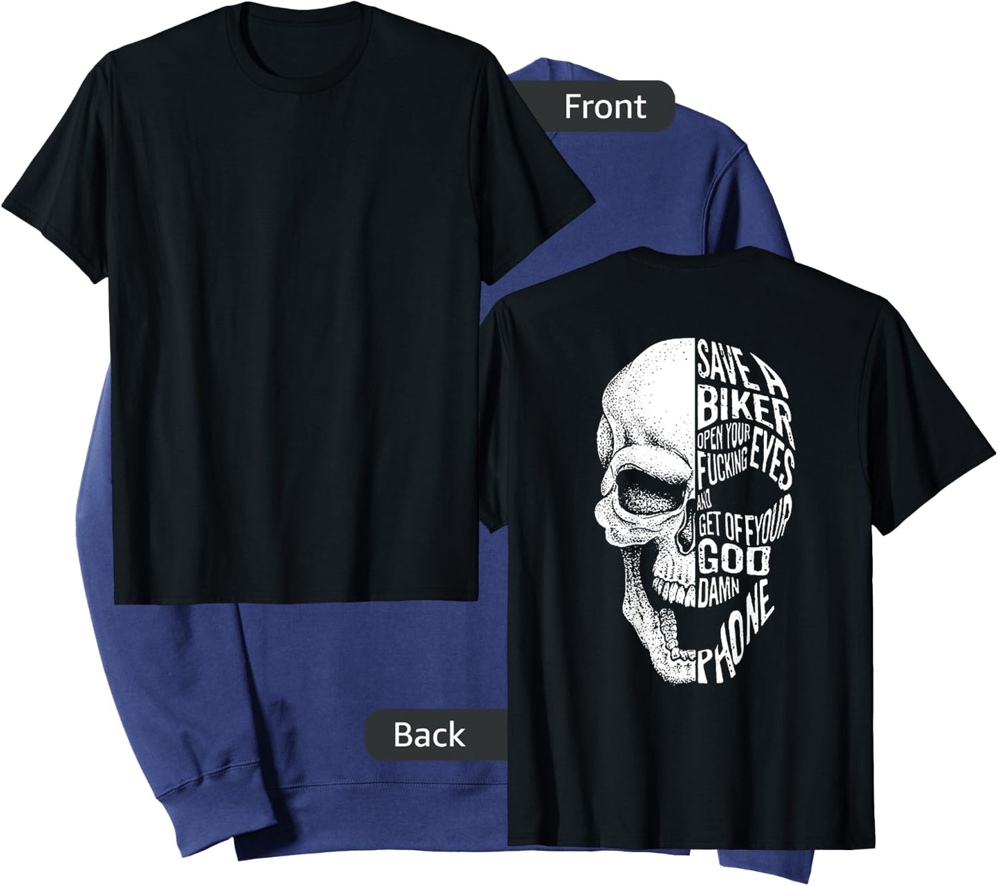 Save a biker open your fucking eyes skull (on back) Sweatshirt - Sweatshirt | Navy