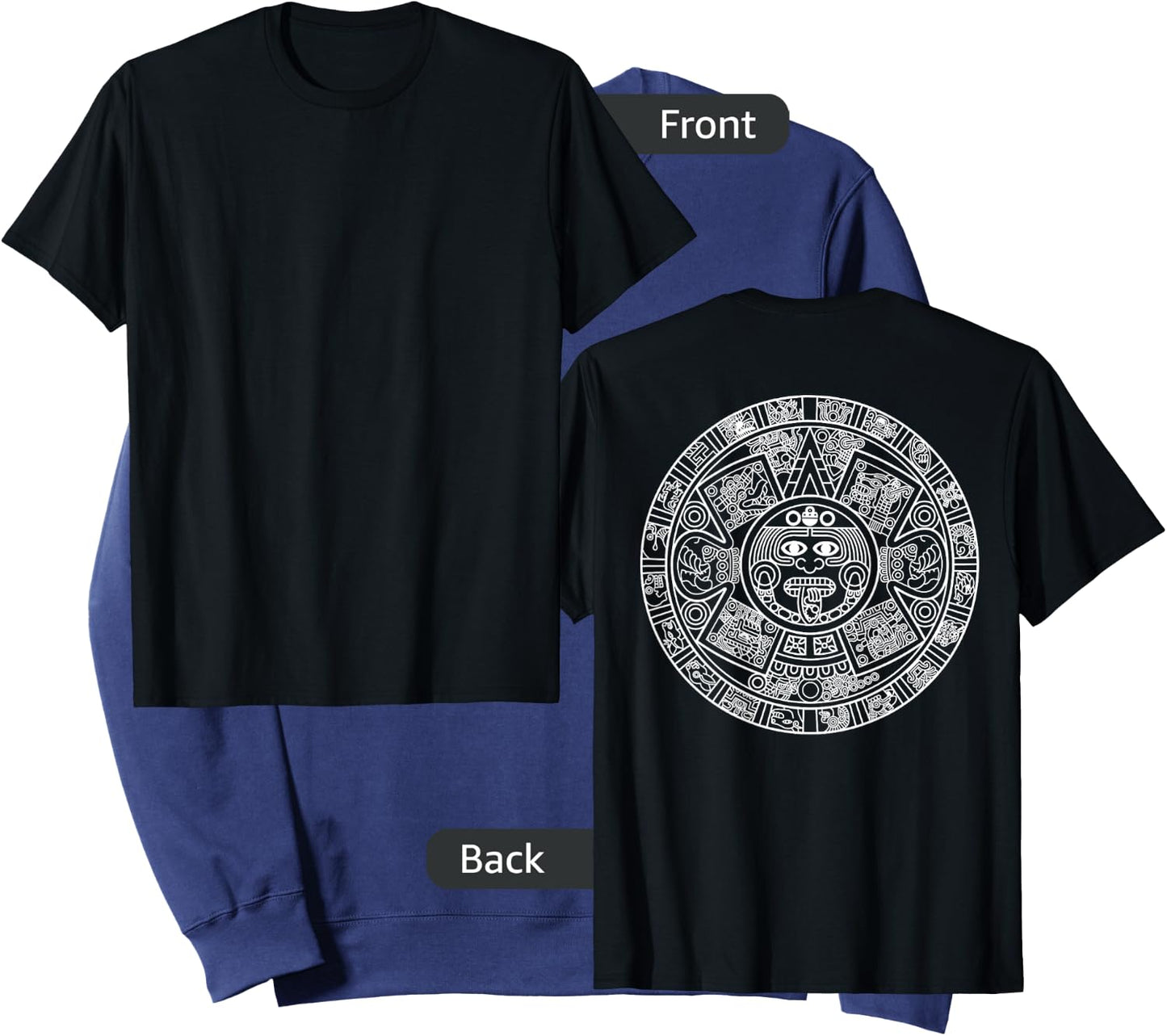 Aztec Calendar - Mexica Mayan Sun Stone Symbol Back Print Sweatshirt - Sweatshirt | Navy