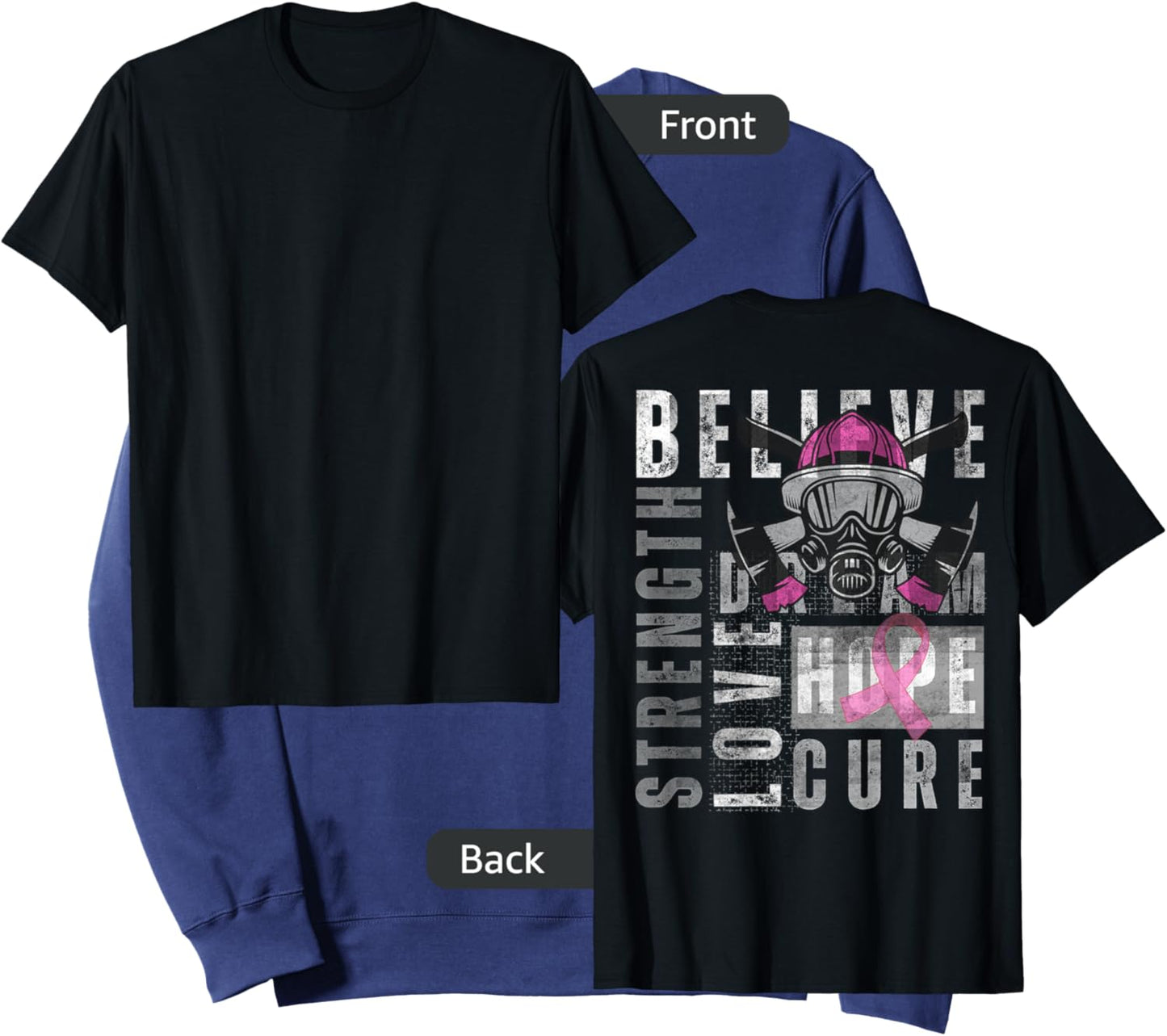 Tackle Breast Cancer Pink Ribbon firefighter Side back Retro Sweatshirt - Sweatshirt | Navy