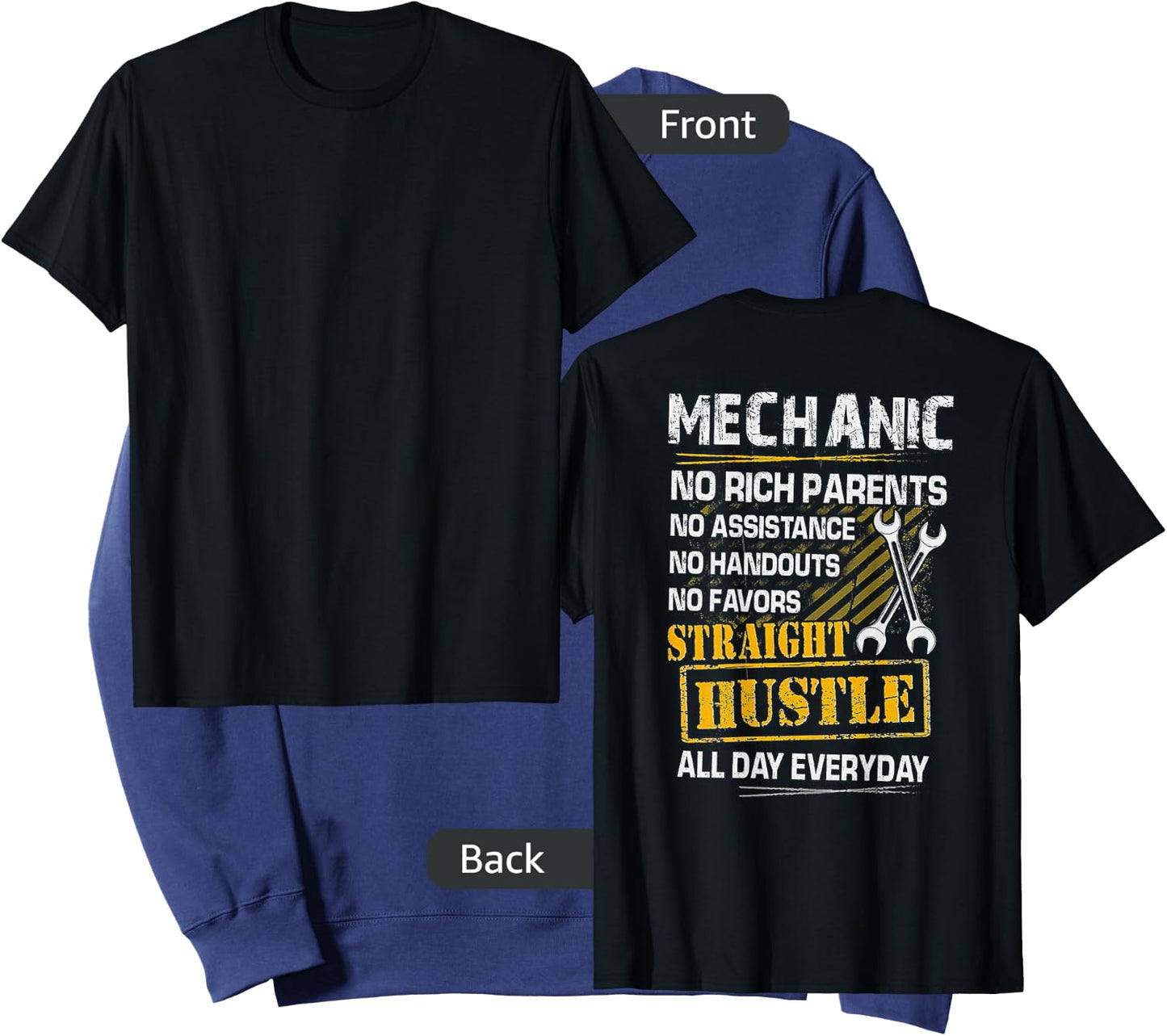 Mechanic No Rich Parents No Assistance No Handouts (on back) Sweatshirt - Sweatshirt | Navy