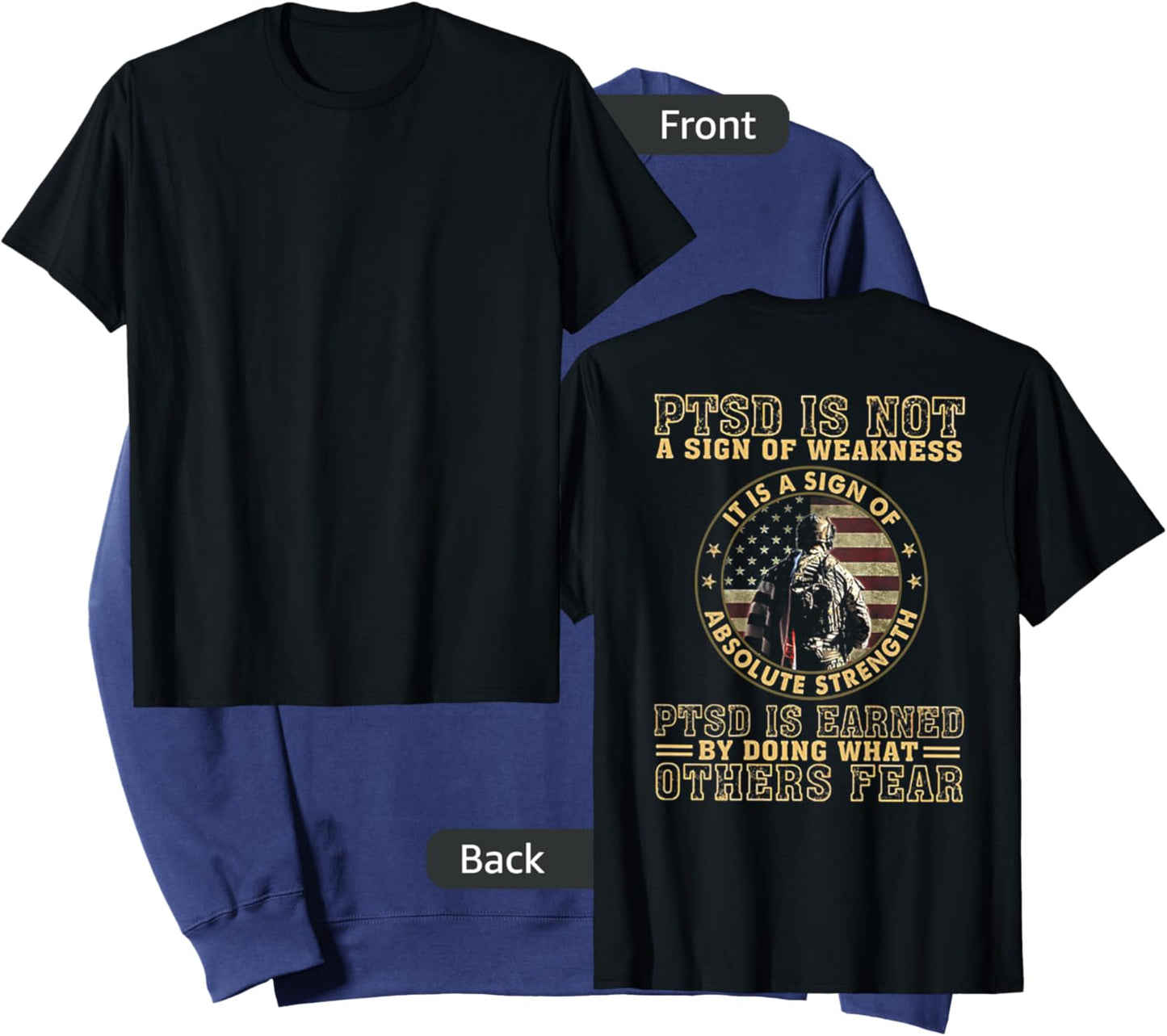 PTSD is Not A Sign of Weakness (on Back) Sweatshirt - Sweatshirt | Navy