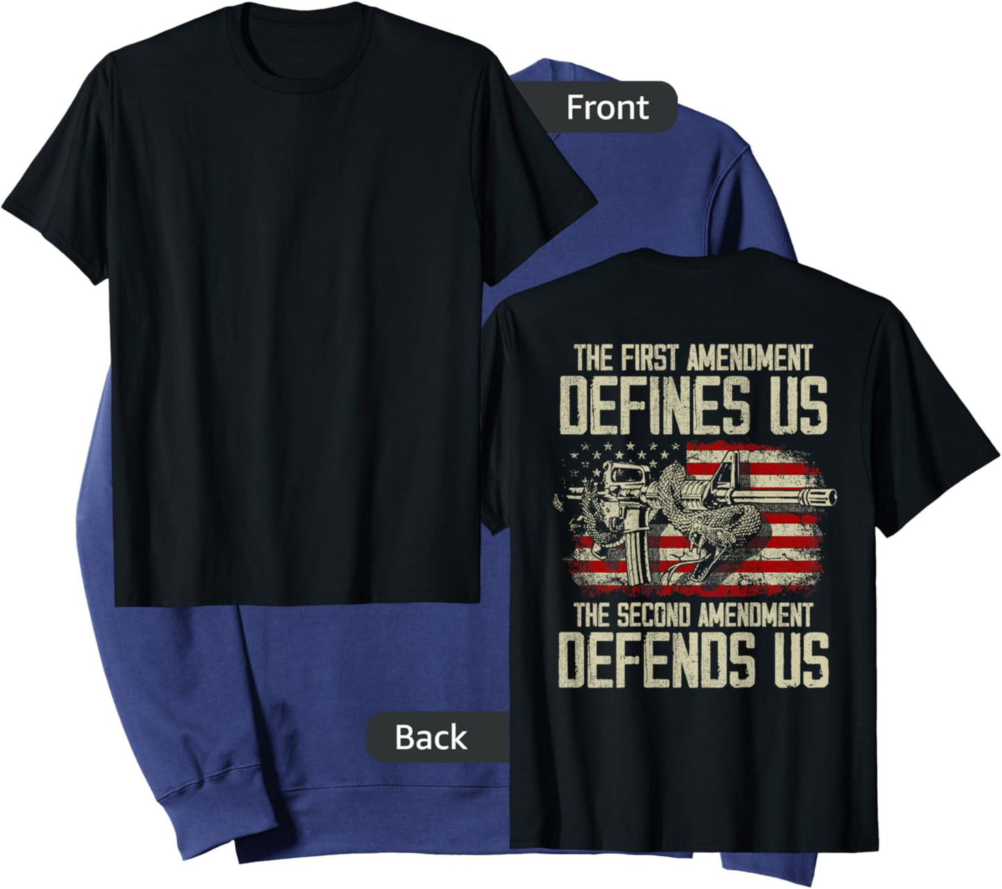 The First Amendment defines us American Flag (On Back) Sweatshirt - Sweatshirt | Navy