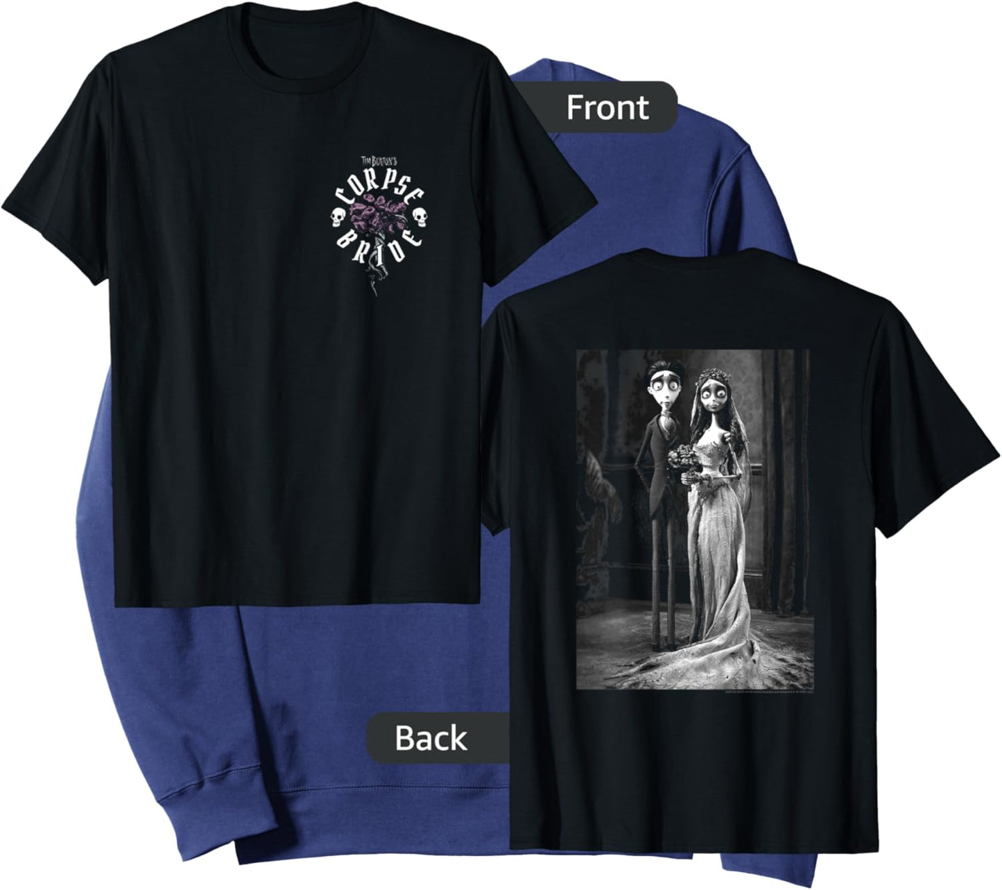 Corpse Bride Front and Back Victor Emily Marriage Movie Sweatshirt - Sweatshirt | Navy