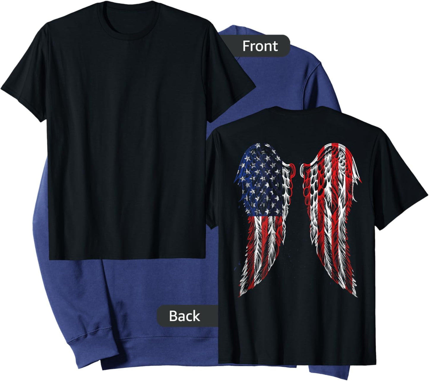 Angel Wings American Flag Patriotic USA on The Back Sweatshirt - Sweatshirt | Navy