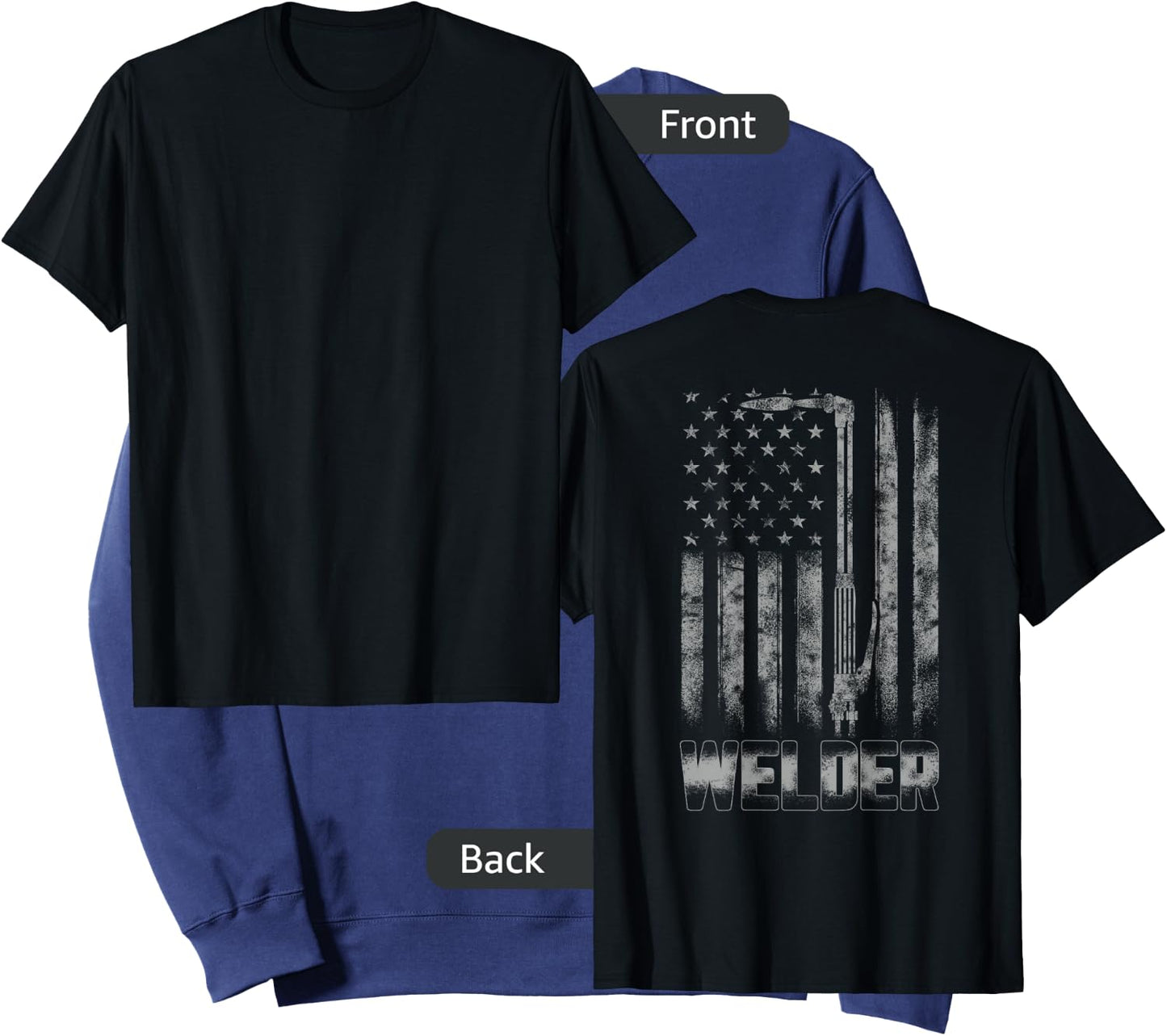 Distressed Welder American flag shirt USA Patriotic Welder Sweatshirt - Sweatshirt | Navy