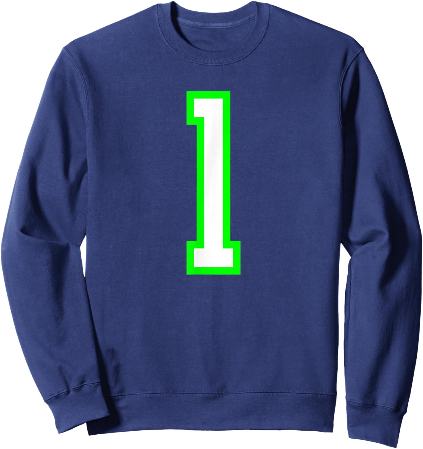 Sports Team Jersey 1 White Lime Jersey Number Sweatshirt - Sweatshirt | Navy