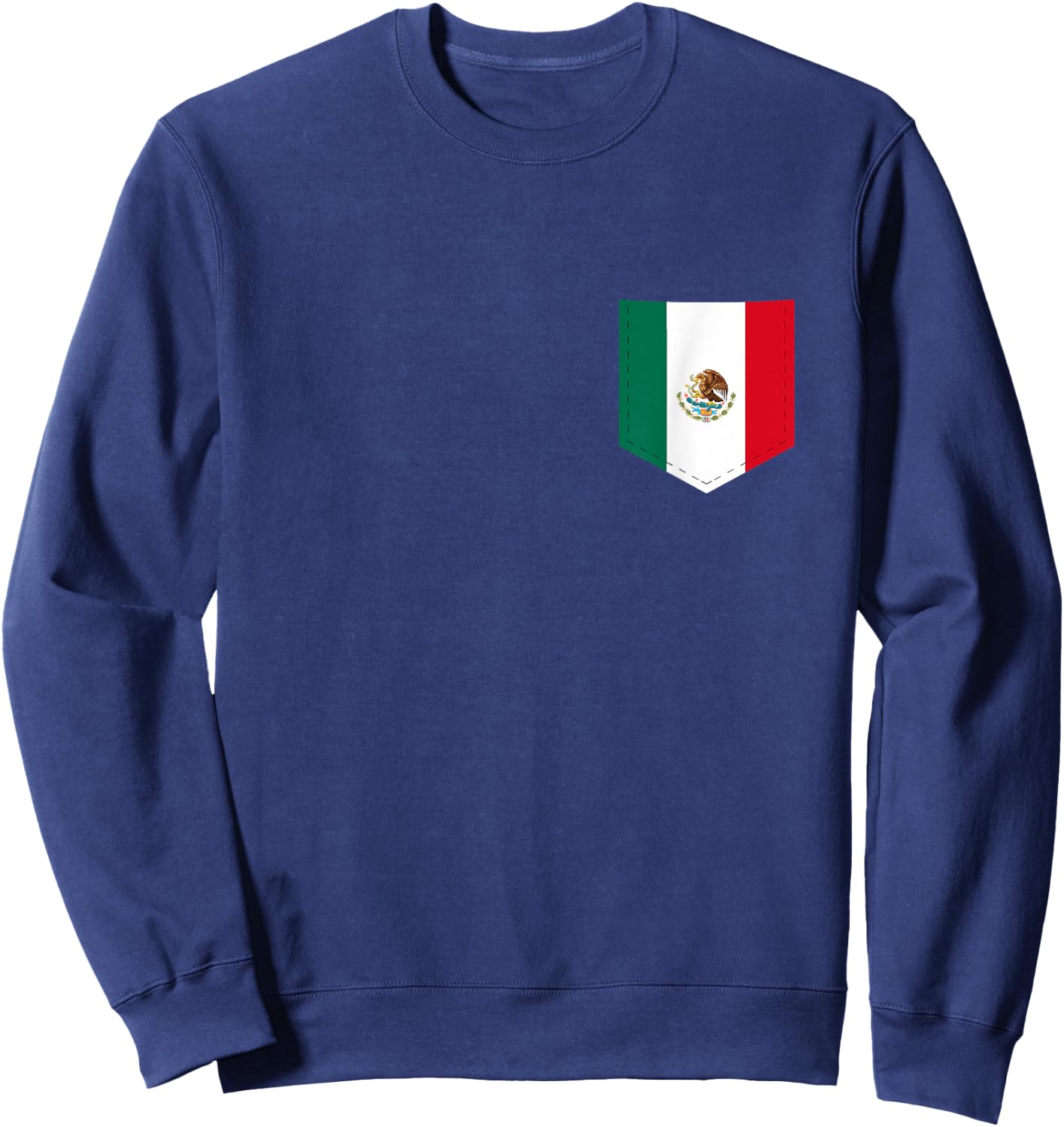 Mexico Flag with Printed Mexican Flag Pocket Sweatshirt - Sweatshirt | Navy