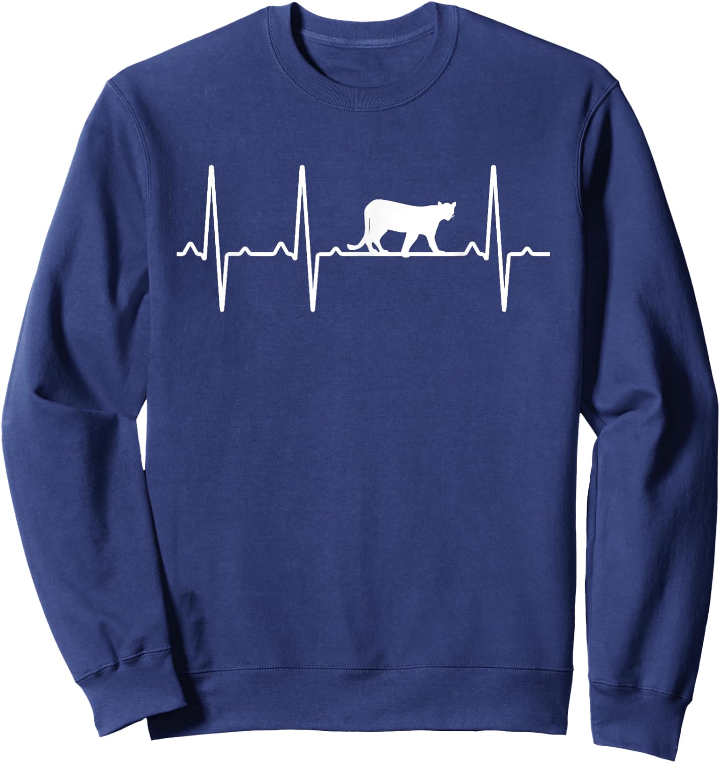 Cougar Heartbeat Gift Women Puma Animal Lover Sweatshirt - Sweatshirt | Navy