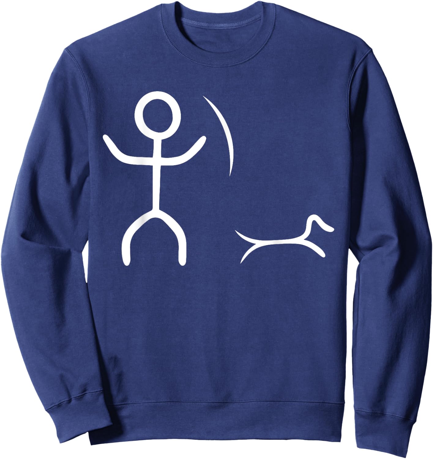 Stick-Man Fathers Day Hunter Outdoor Hunting Figure Dog Sweatshirt - Sweatshirt | Navy