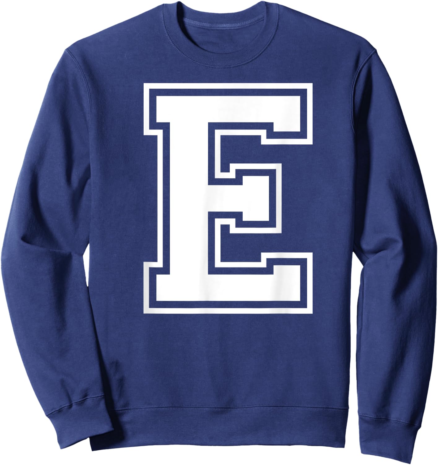 Letter E Capital Alphabet College Varsity Monogram Club Sweatshirt - Sweatshirt | Navy