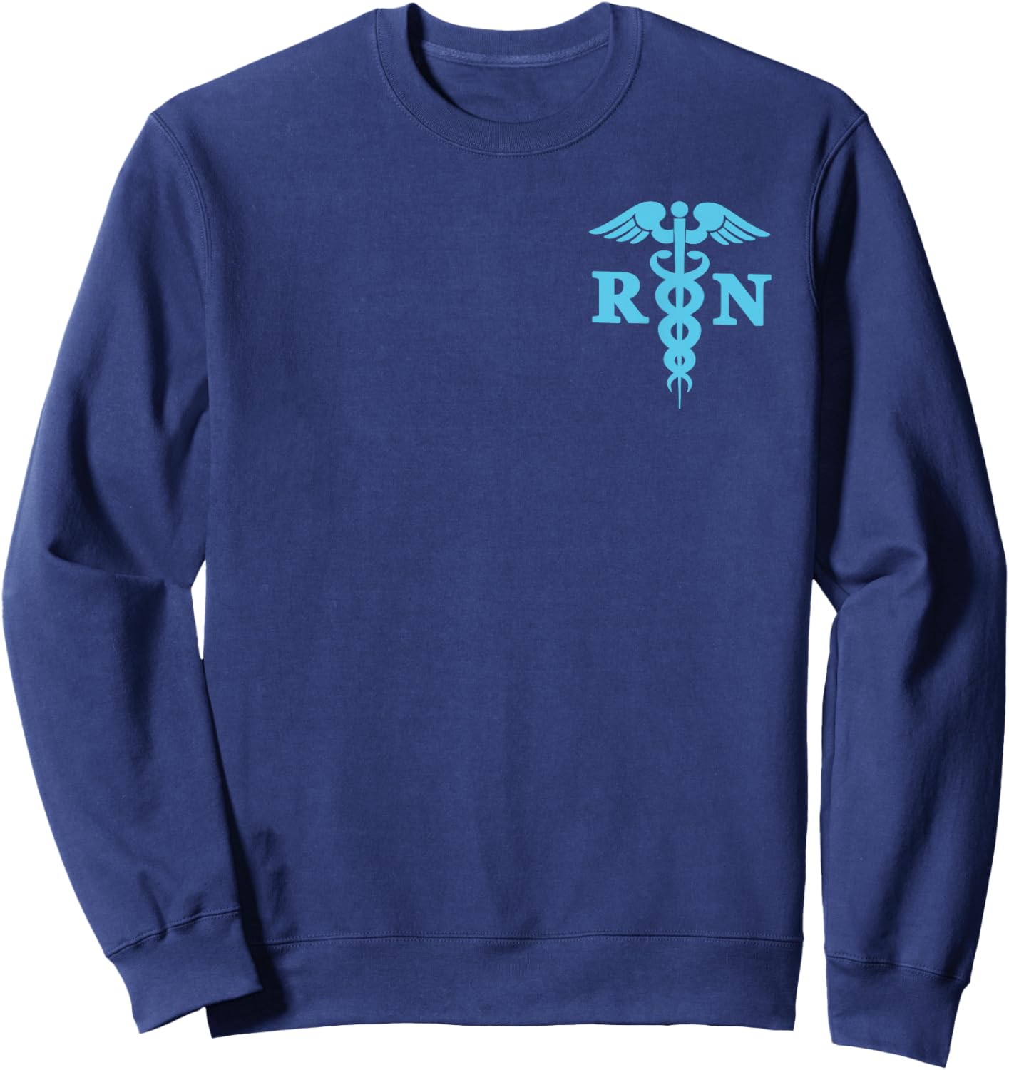 Teal Caduceus RN Registered Nurse Medical Symbol Logo Print Sweatshirt - Sweatshirt | Navy