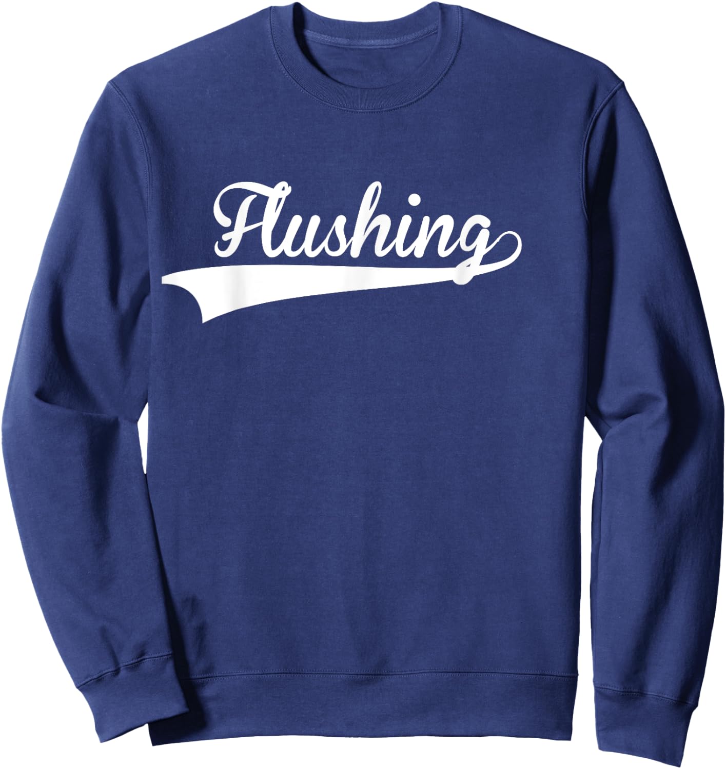 FLUSHING Baseball Vintage Retro Font Sweatshirt - Sweatshirt | Navy